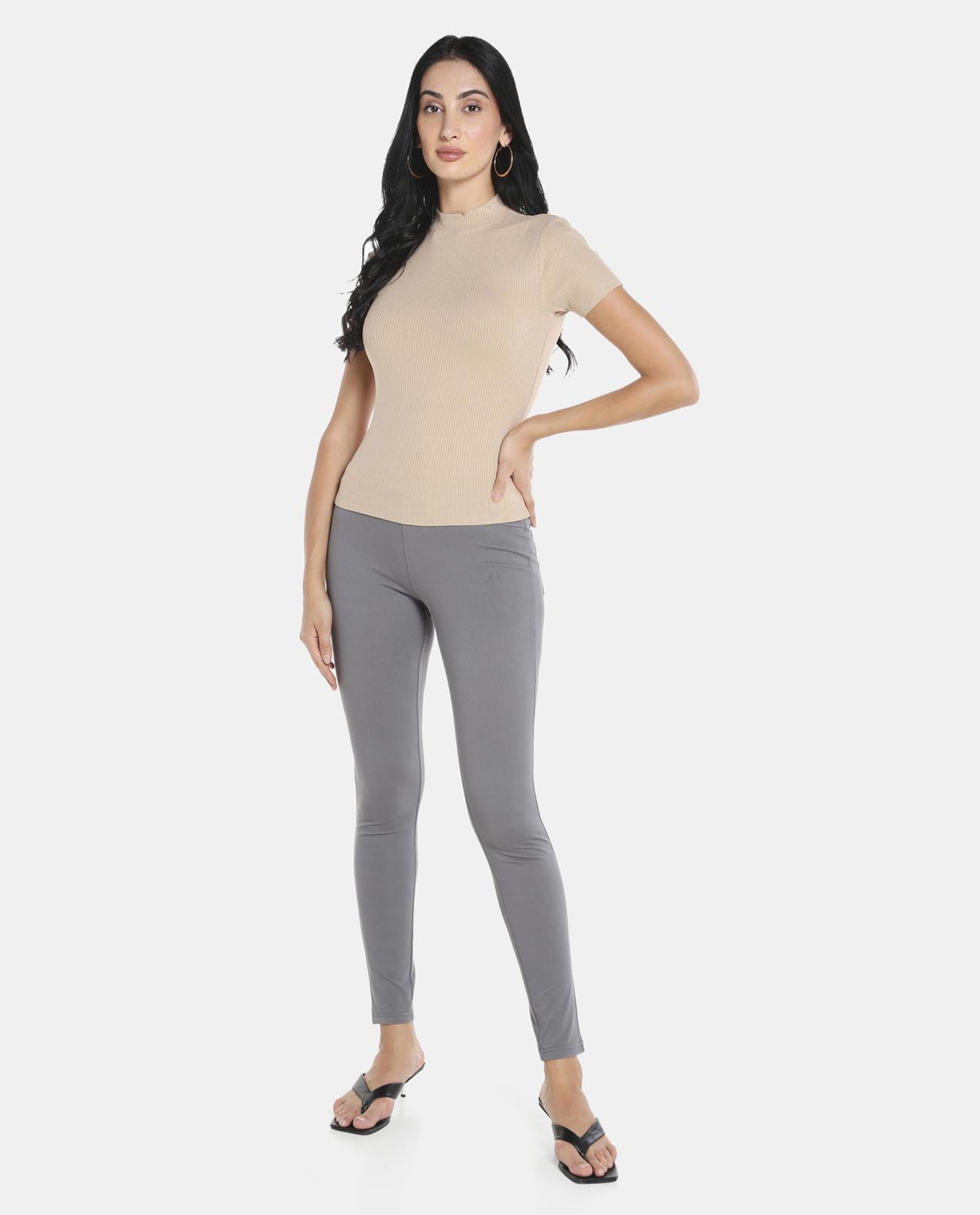 Grey Cotton Casual Jegging