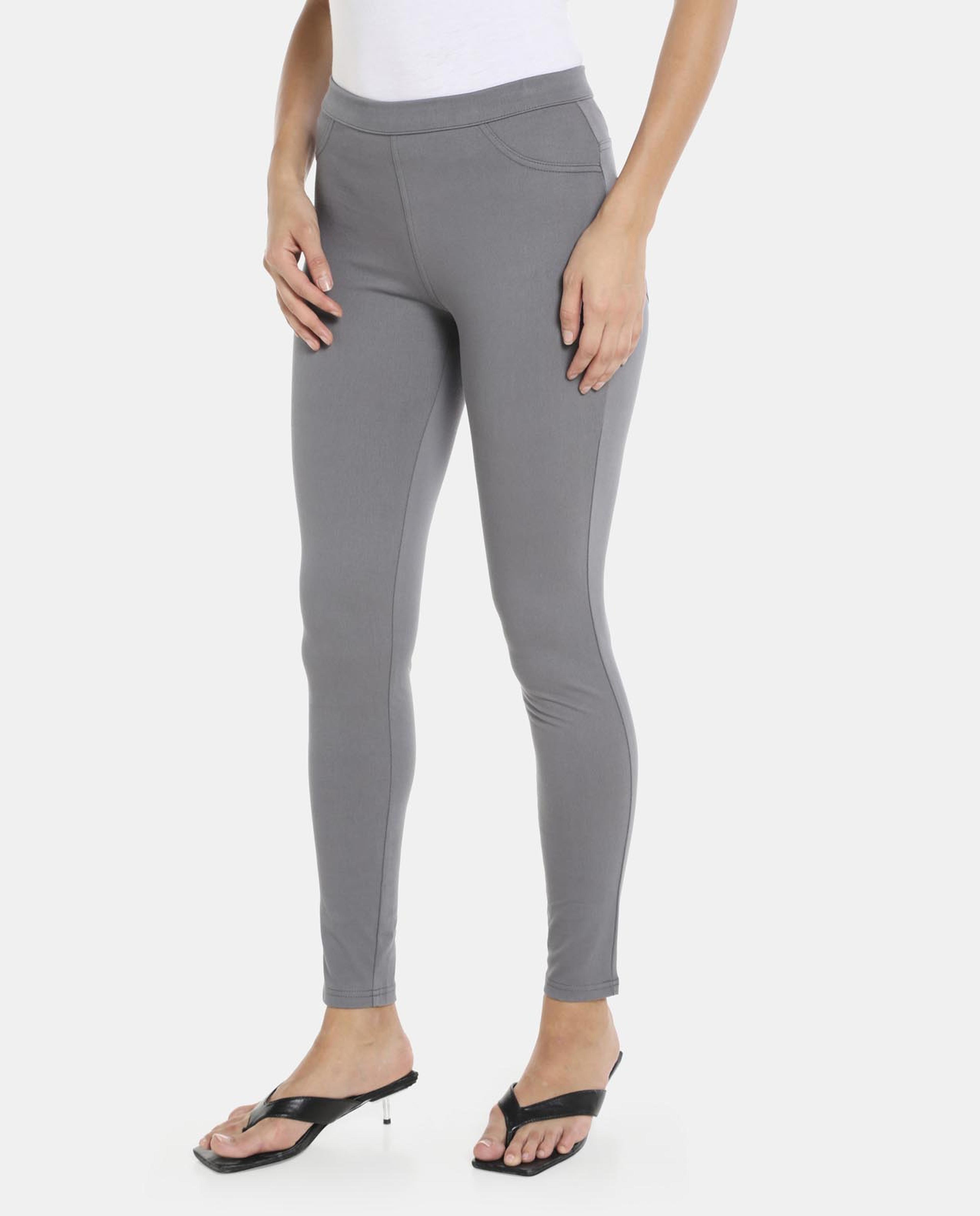 Grey Cotton Casual Jegging