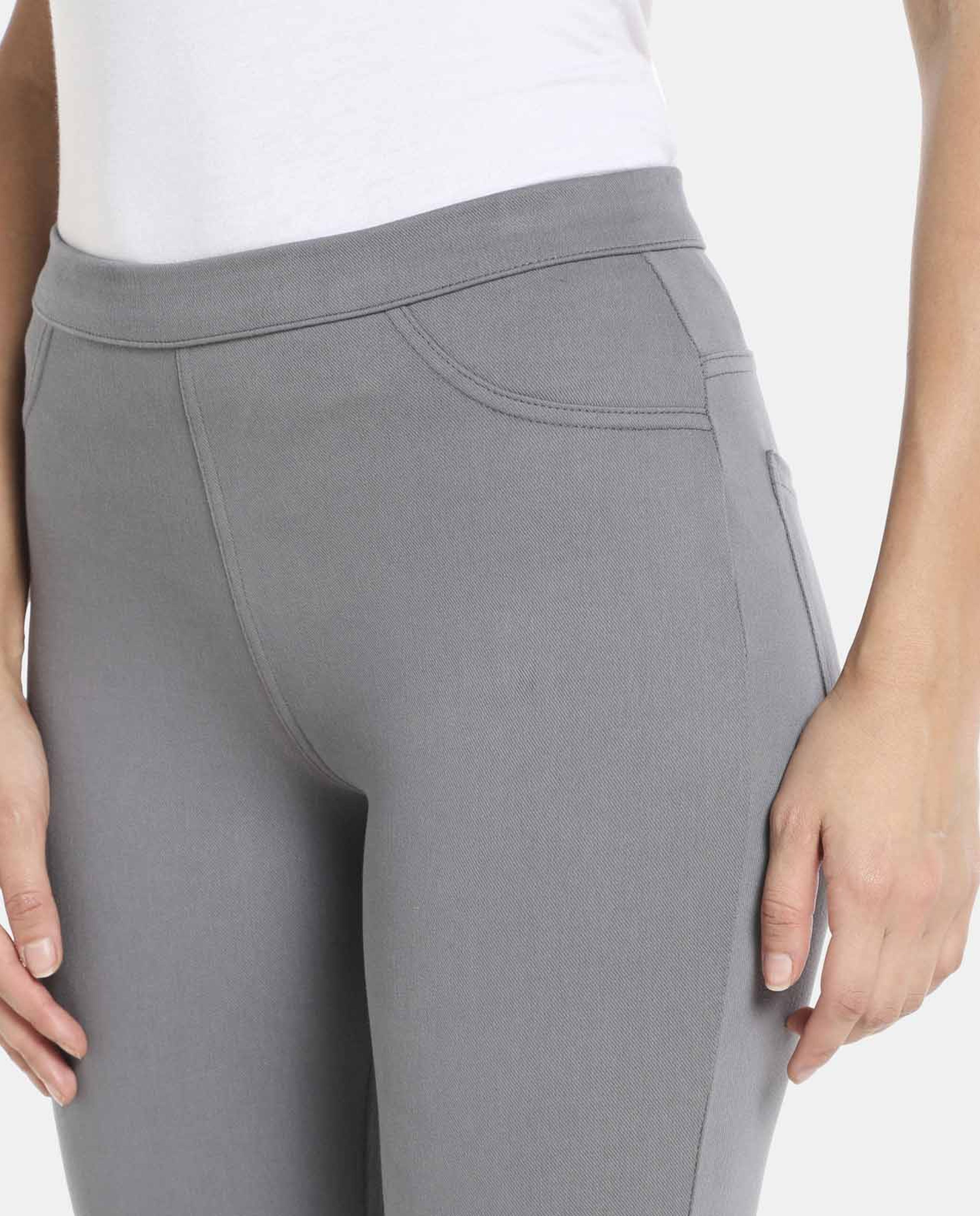 Grey Cotton Casual Jegging