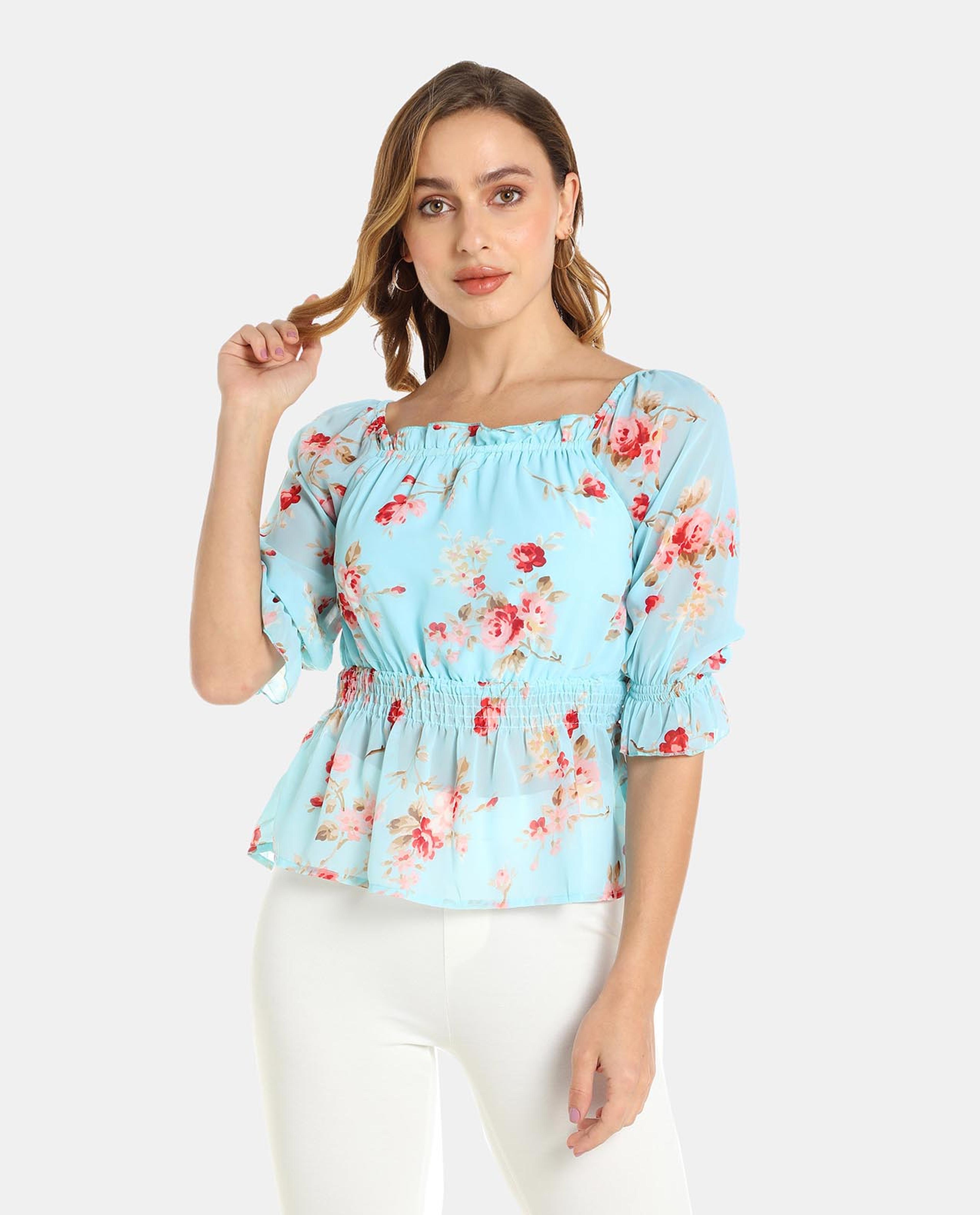 Blue Woven Top