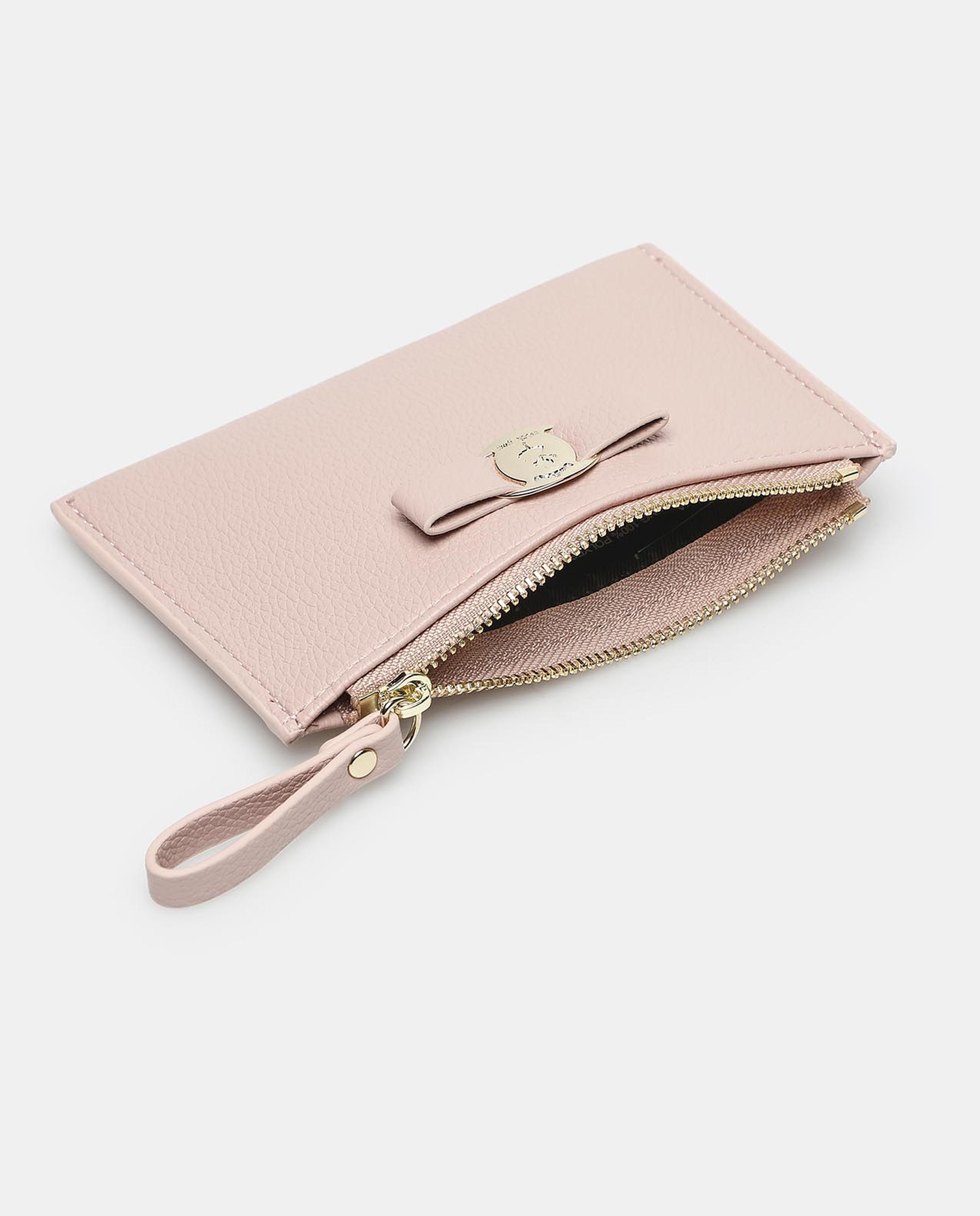 Pink Solid Design Slim Card Wallet