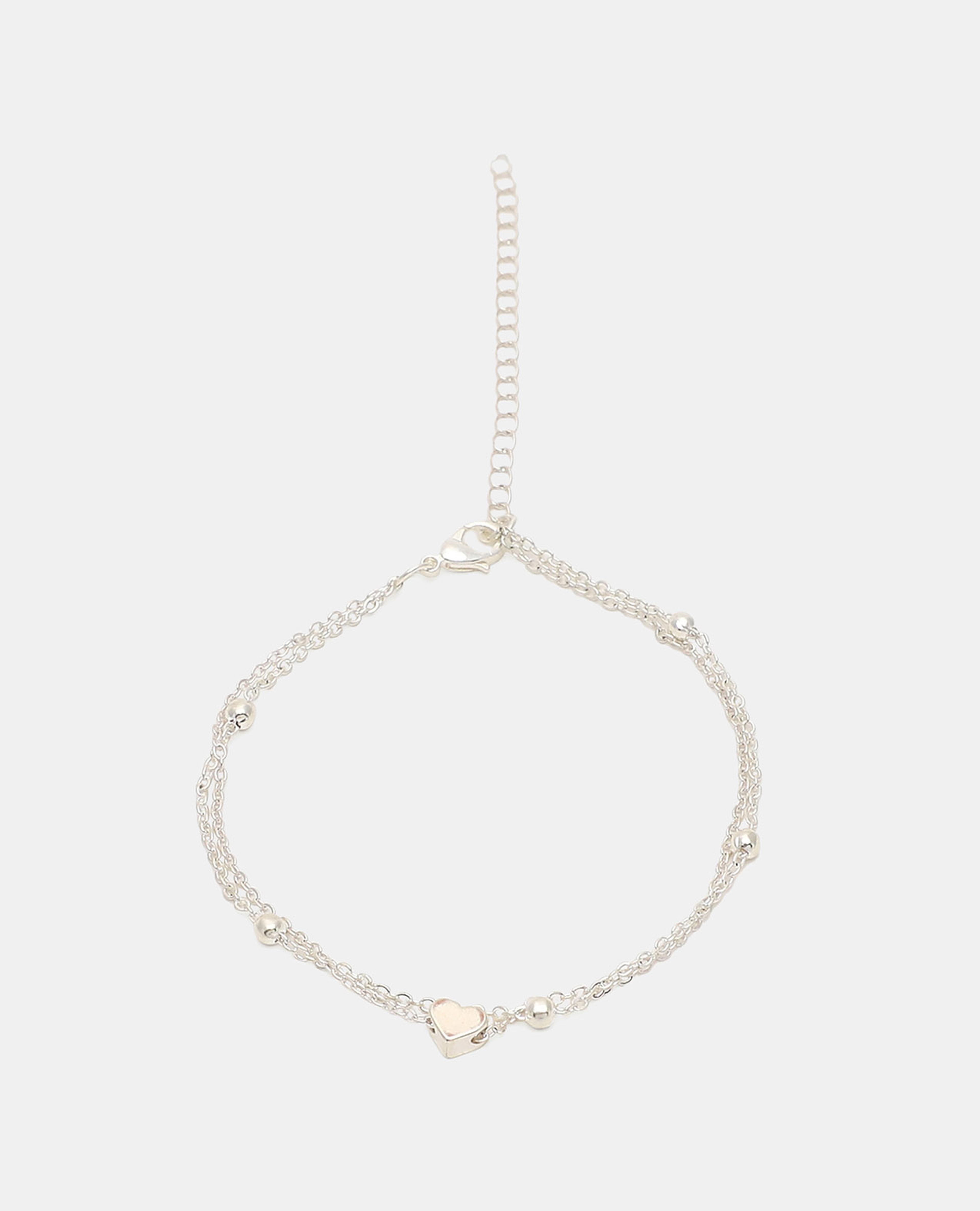 R&B Silver Silver-Toned Pearls Anklets
