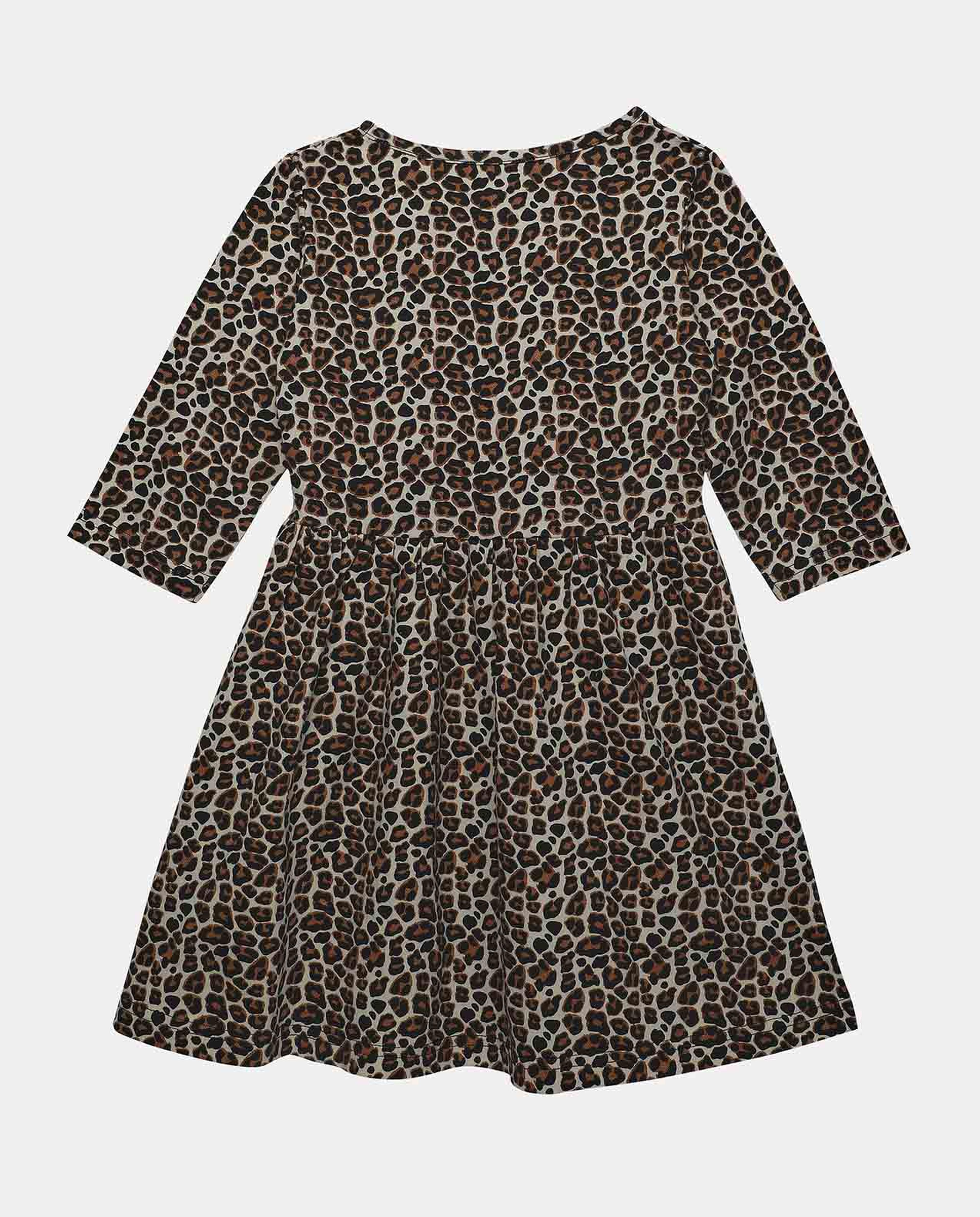 Brown Basic All Over Printed Dress