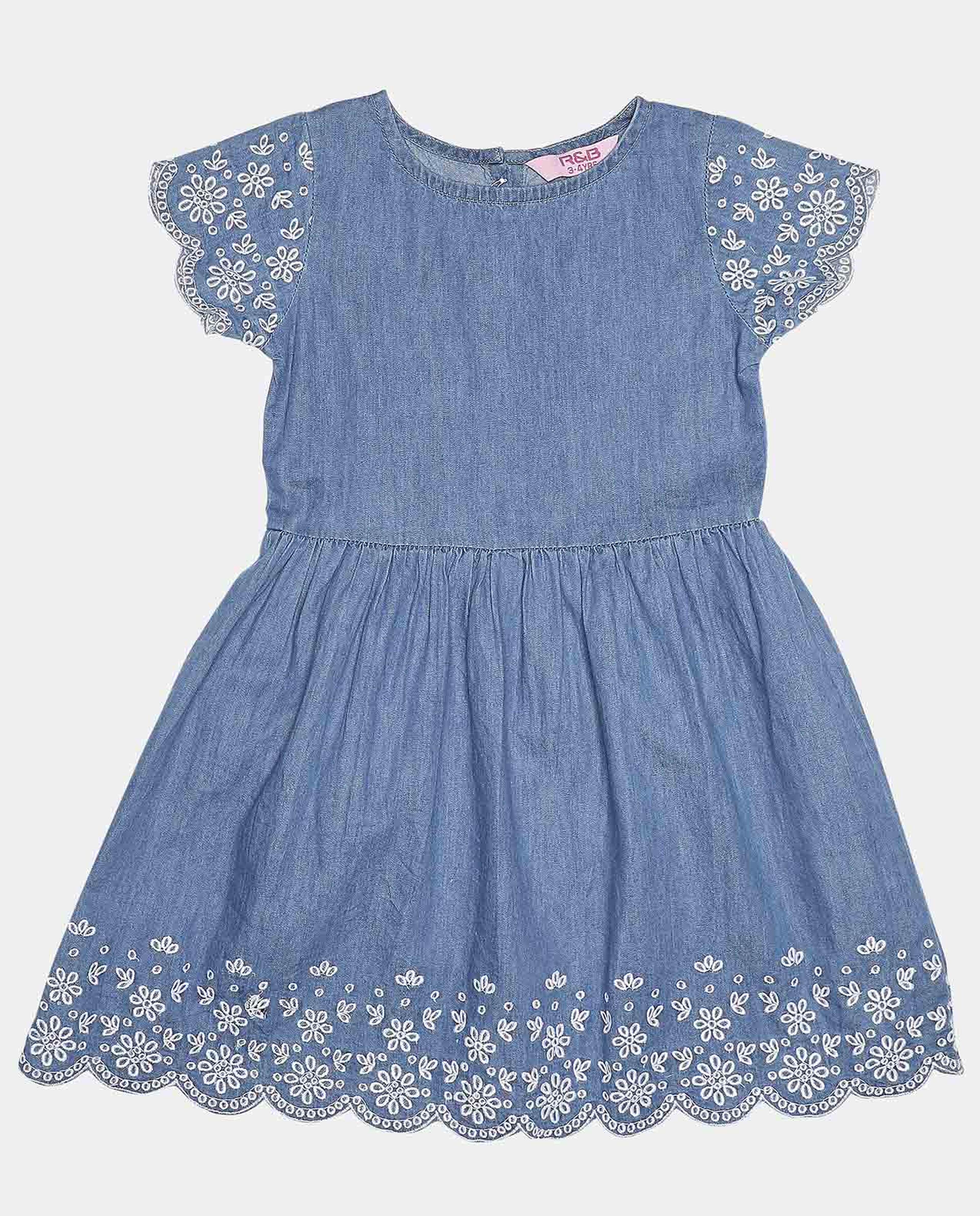 R&B Blue Denim Fit and Flare Dress