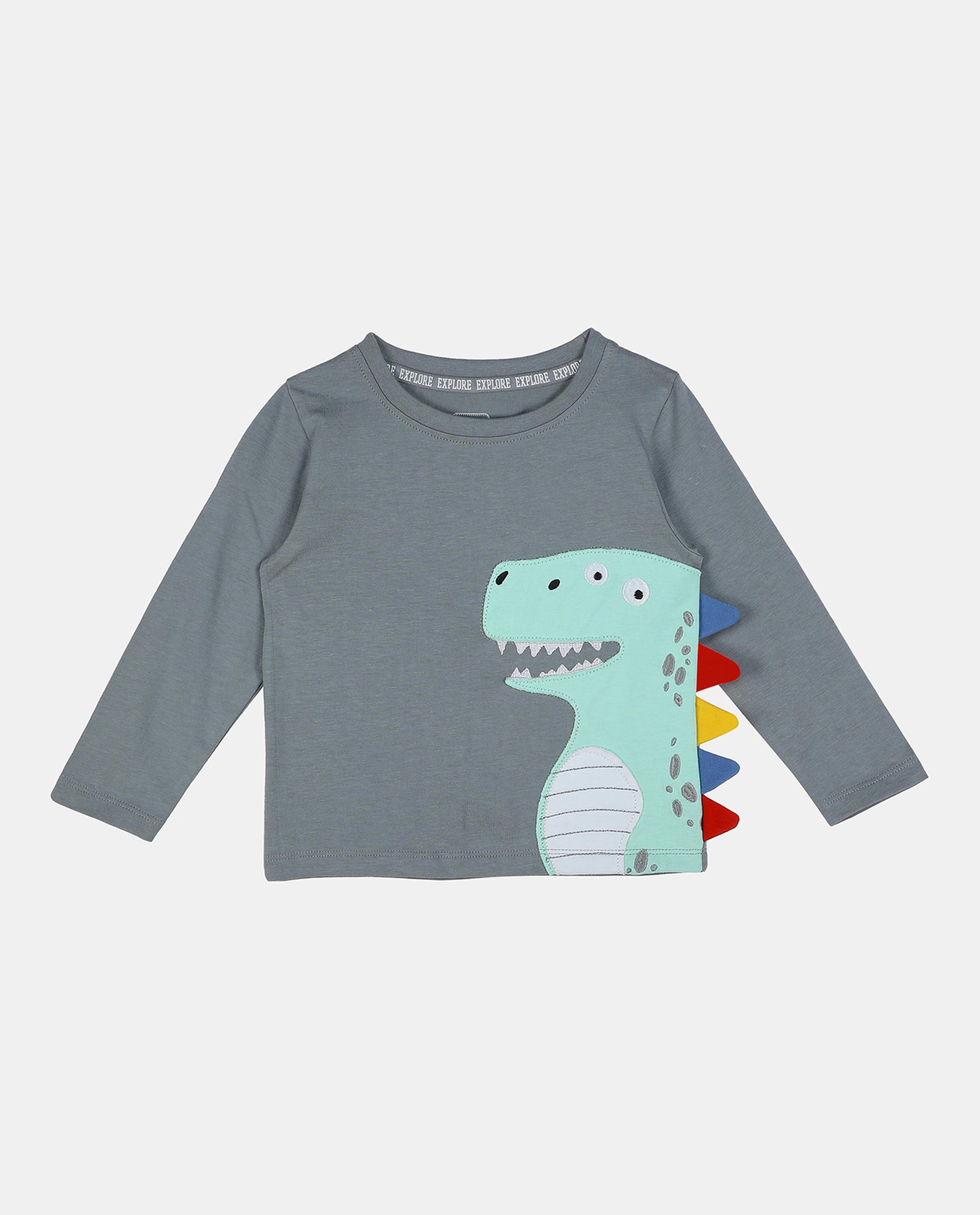 Grey Long Sleeve Fashion T-Shirt