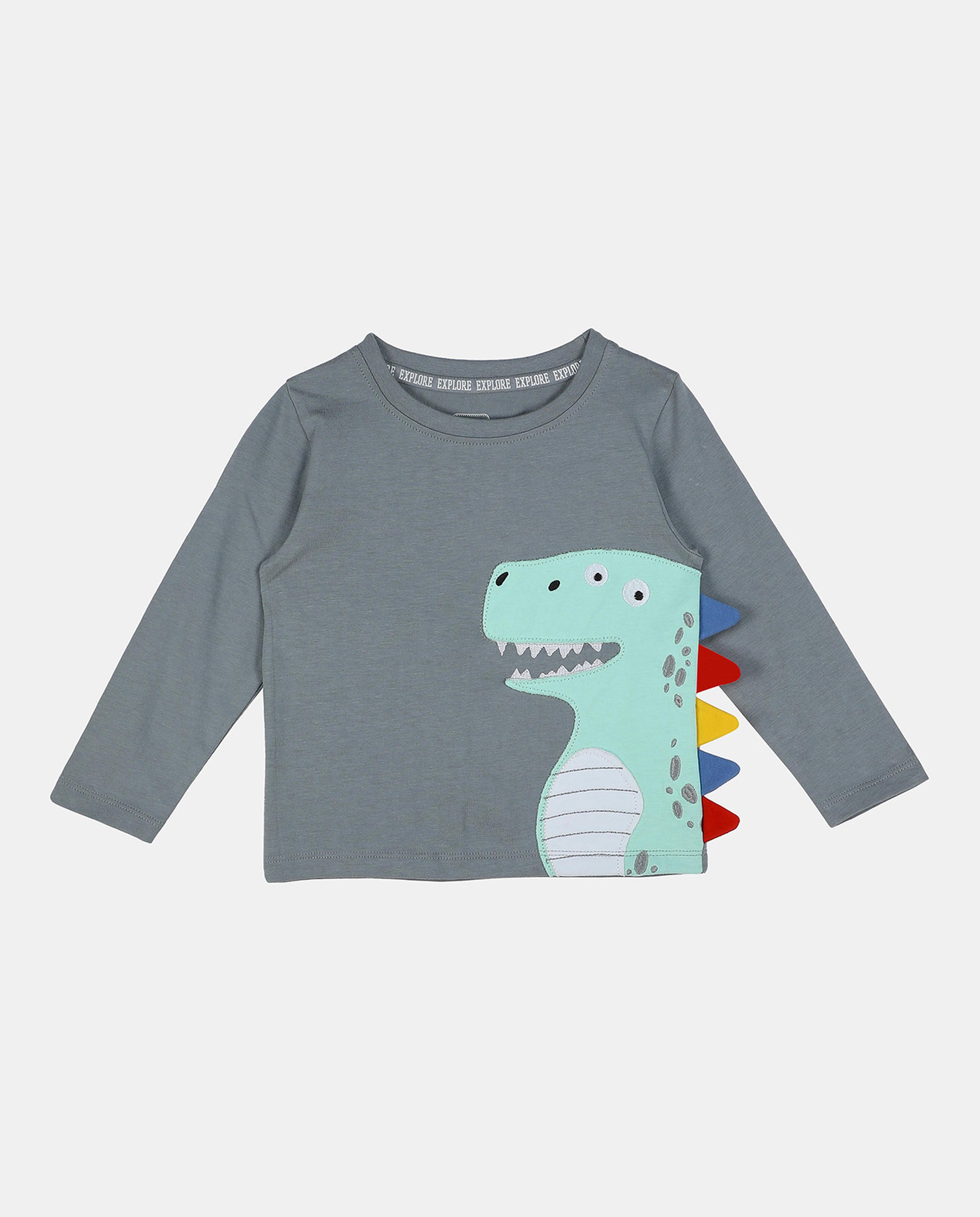 Grey Long Sleeve Fashion T-Shirt