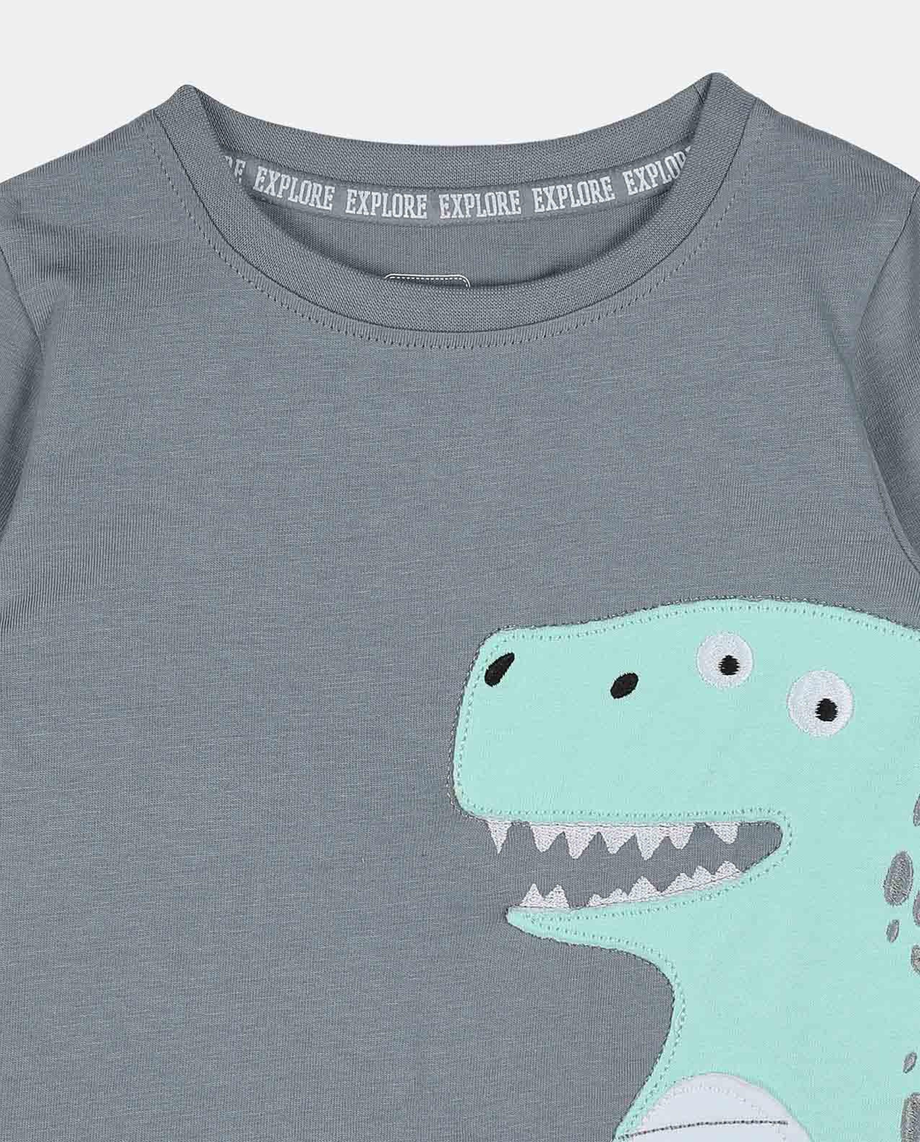 Grey Long Sleeve Fashion T-Shirt