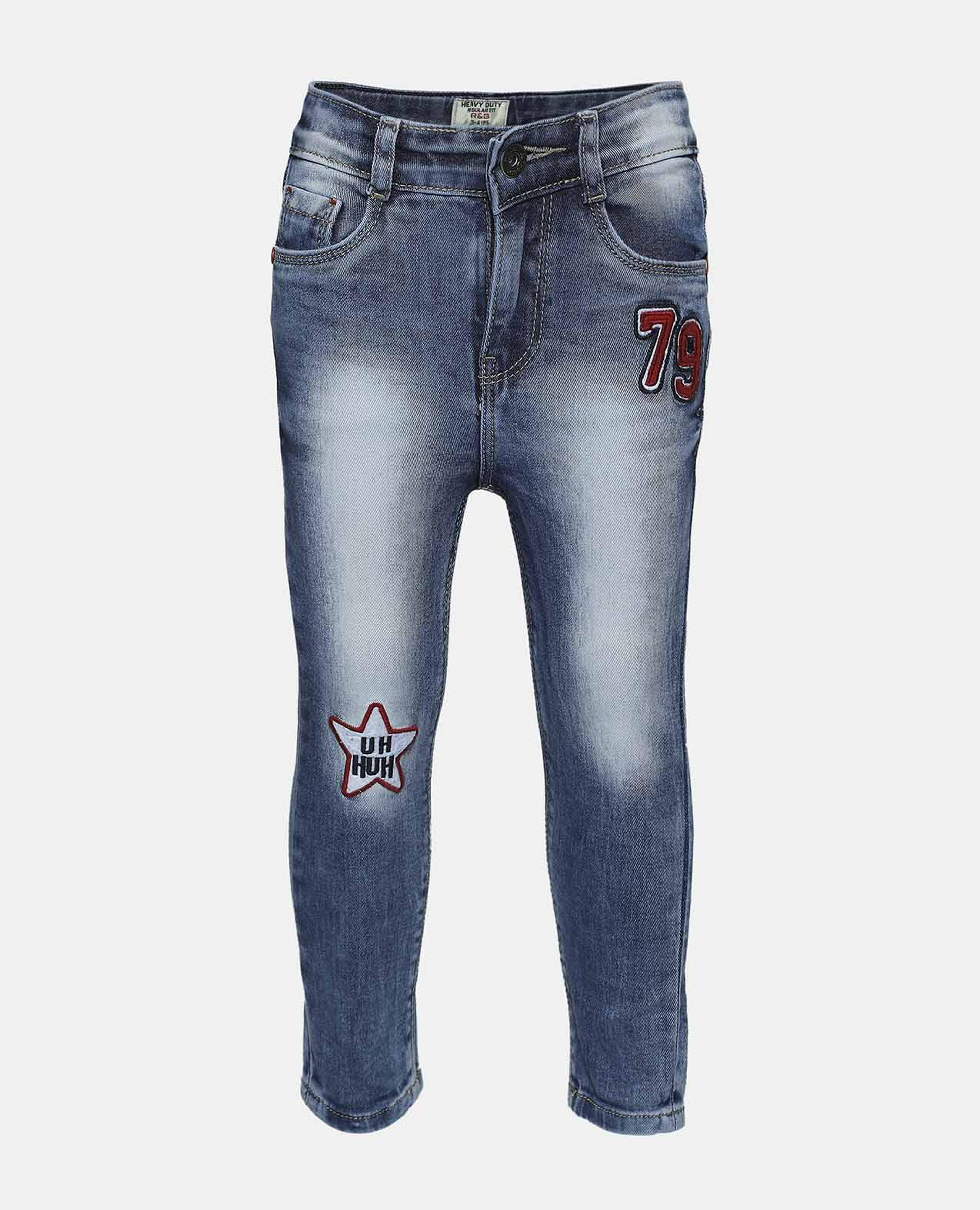 Blue Embroidered Jeans