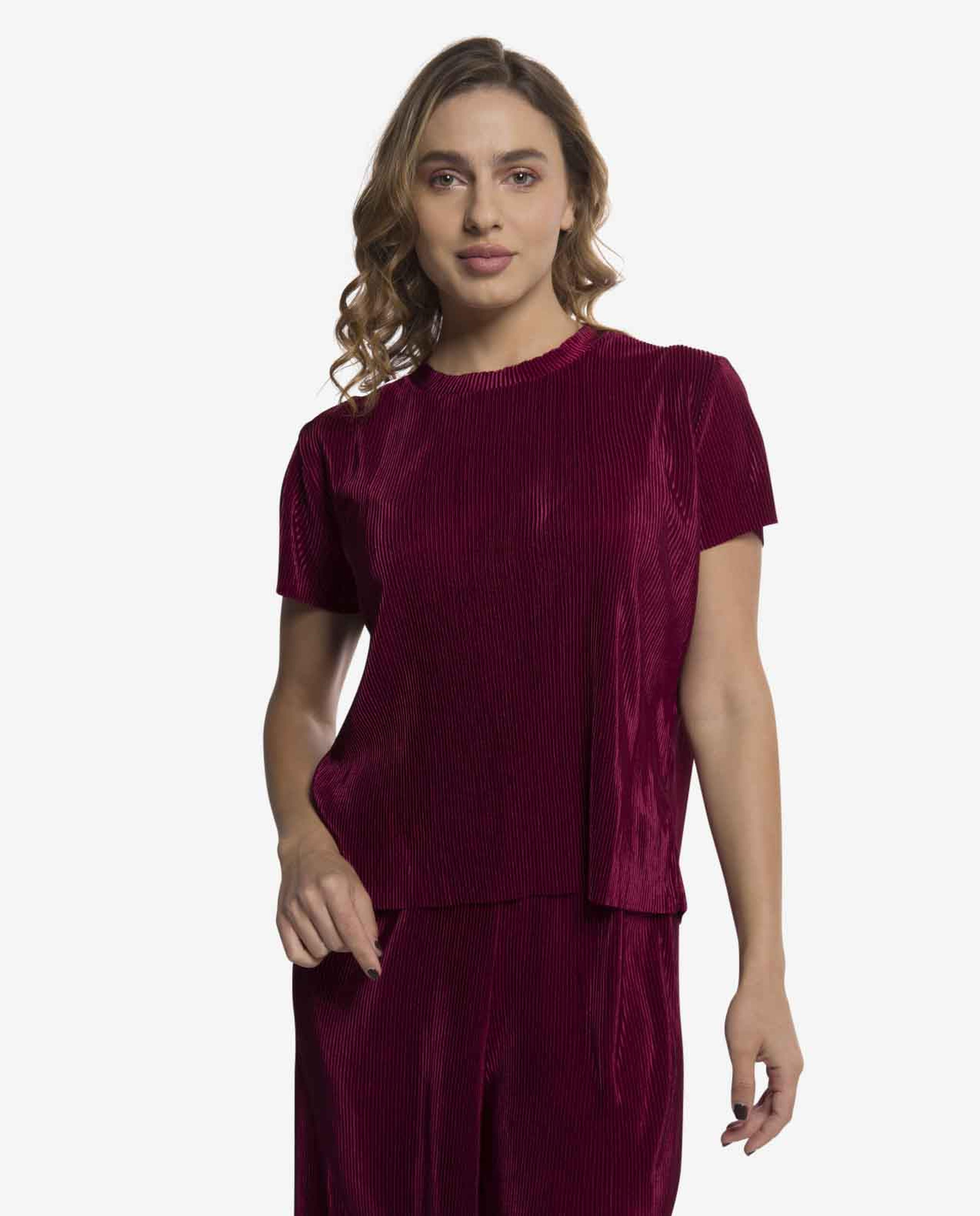 Burgundy Short Sleeve Top