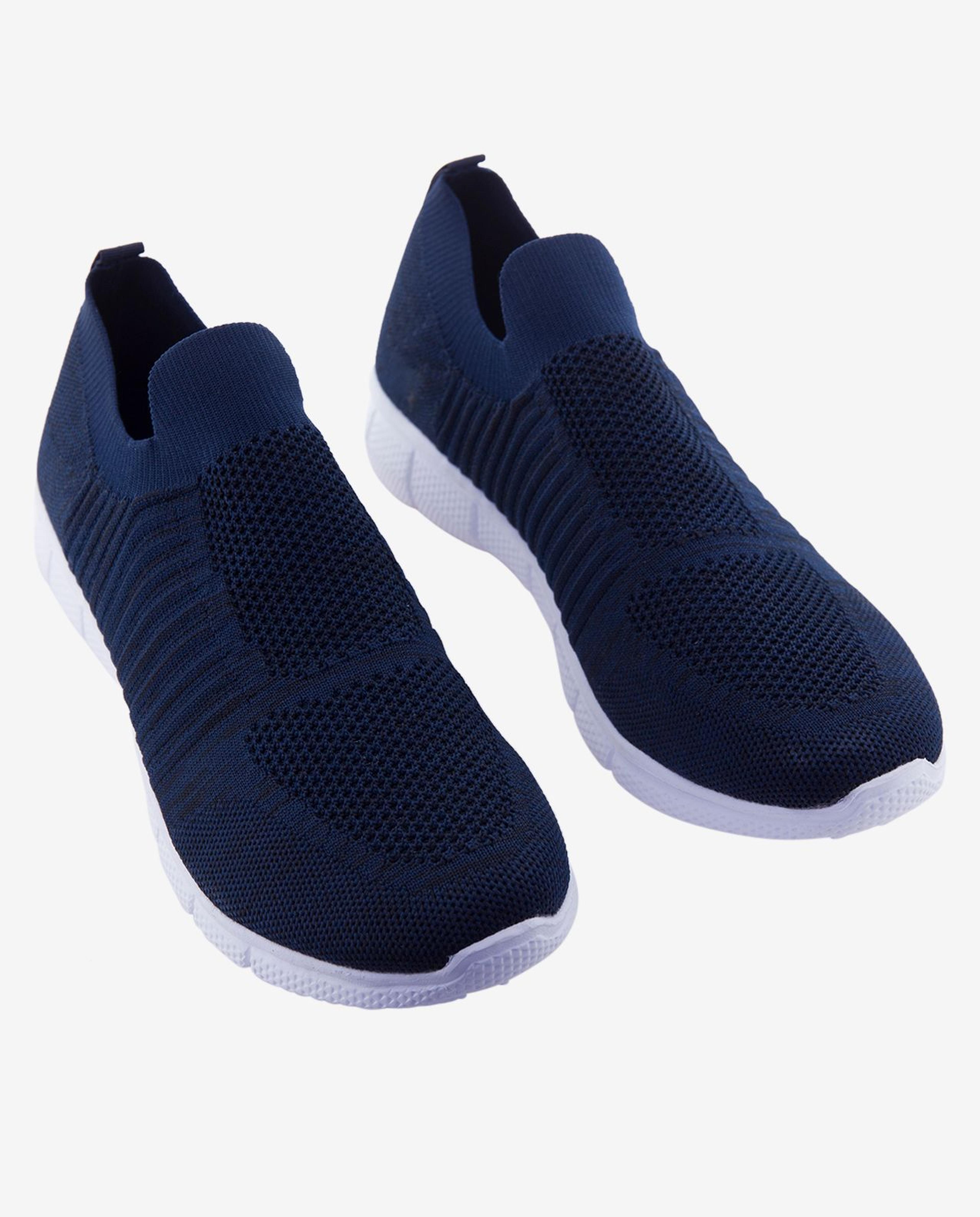 Navy Blue Fine Knit Slip On Shoes