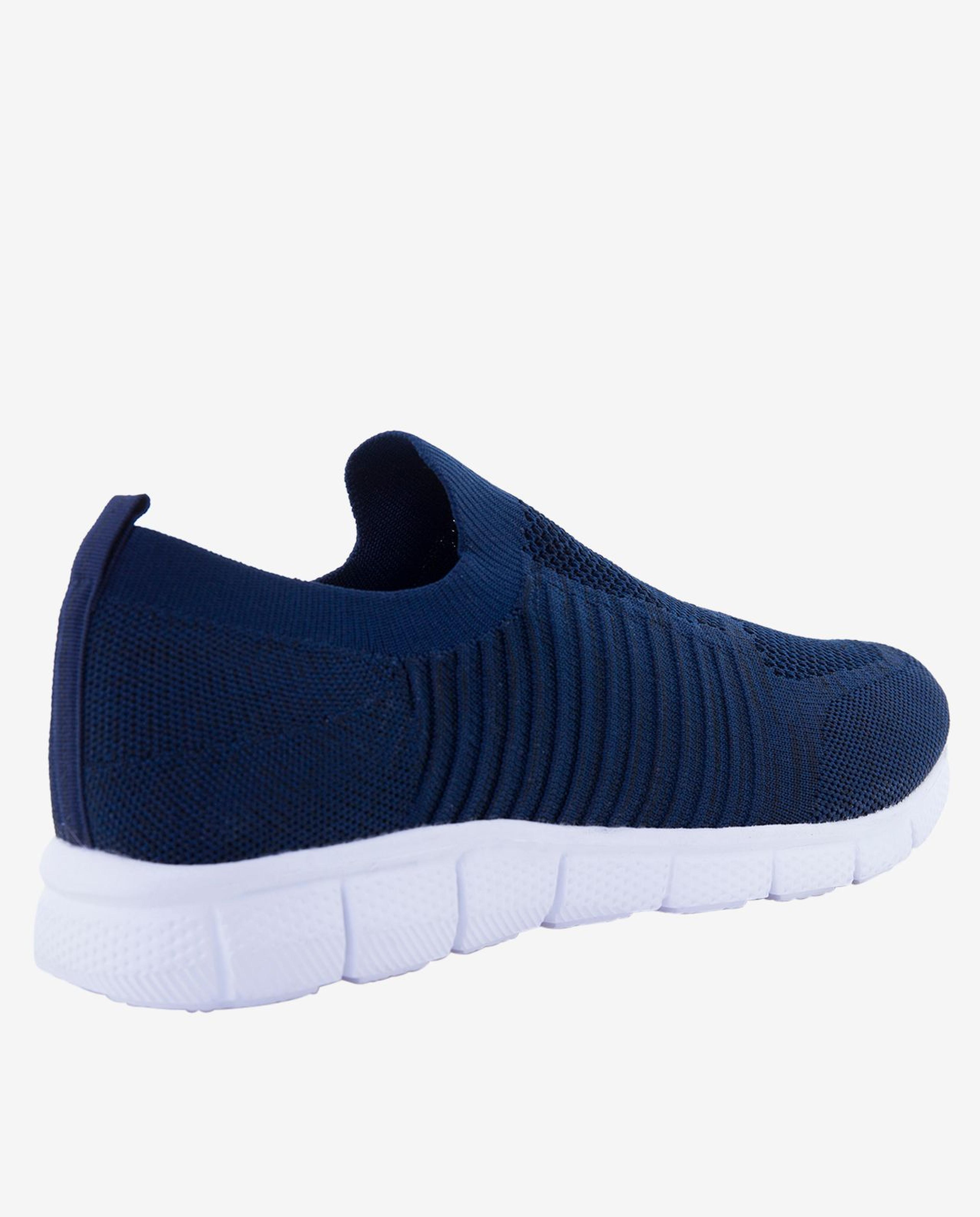 Navy Blue Fine Knit Slip On Shoes