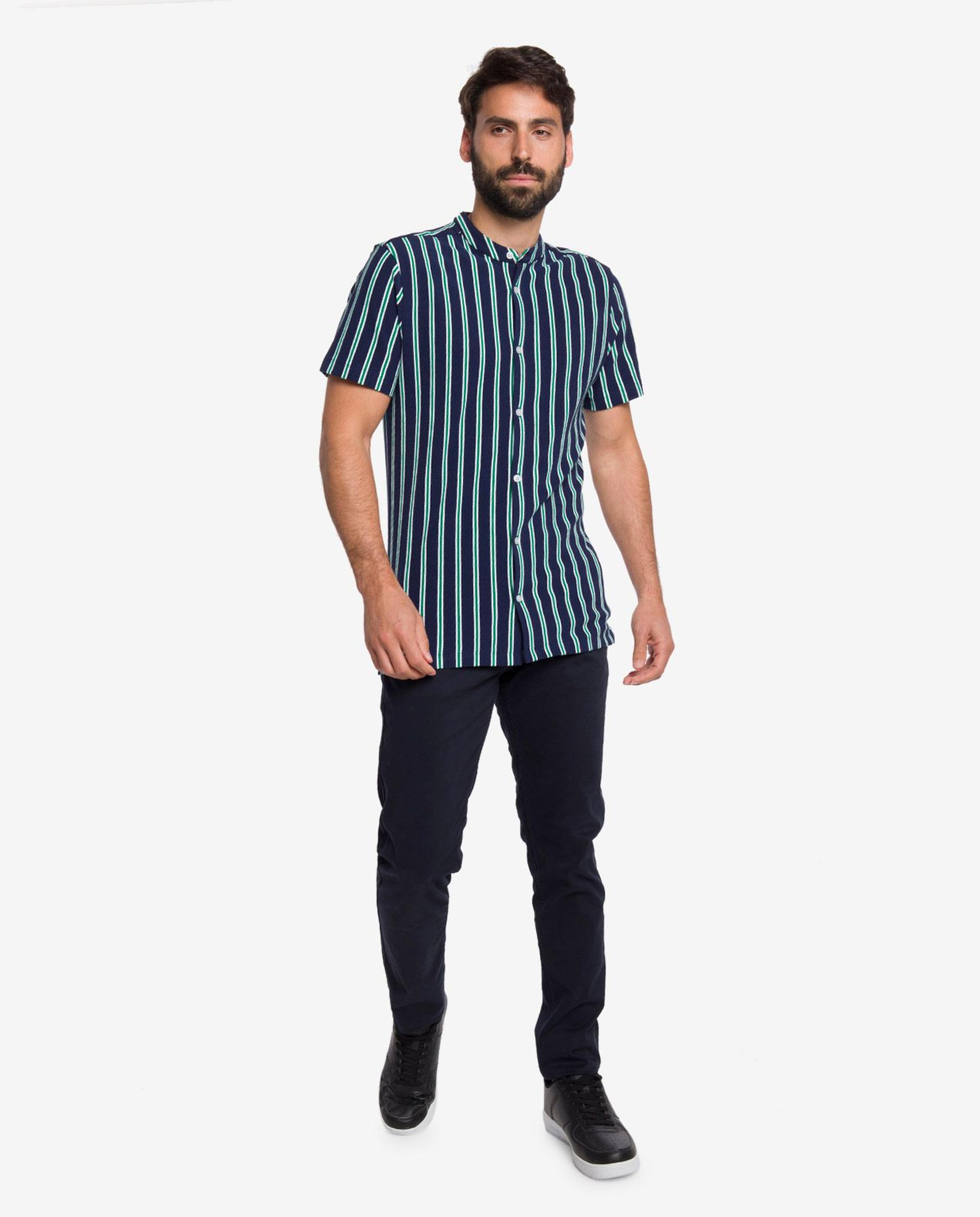 Navy Blue Striped Shirt