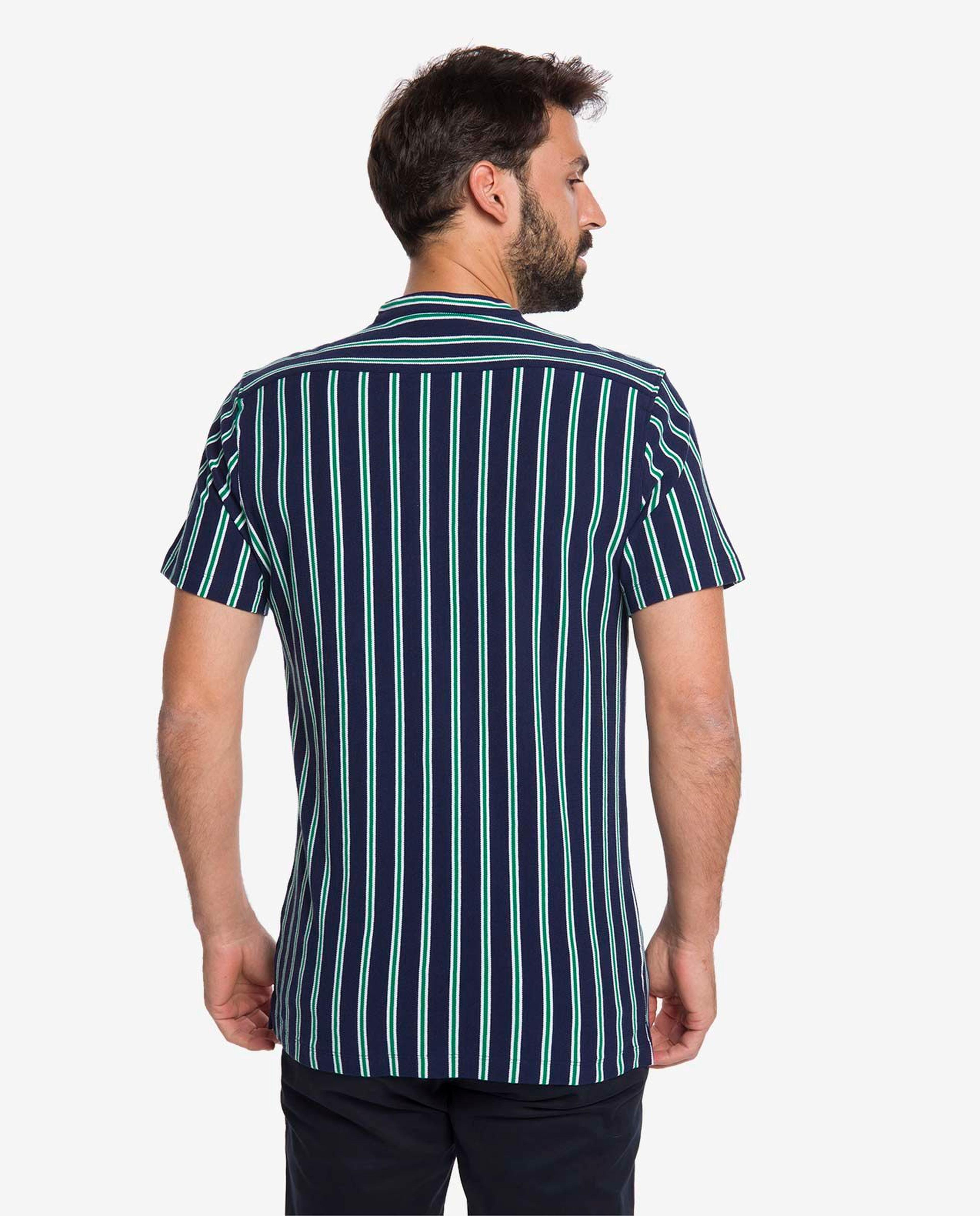 Navy Blue Striped Shirt
