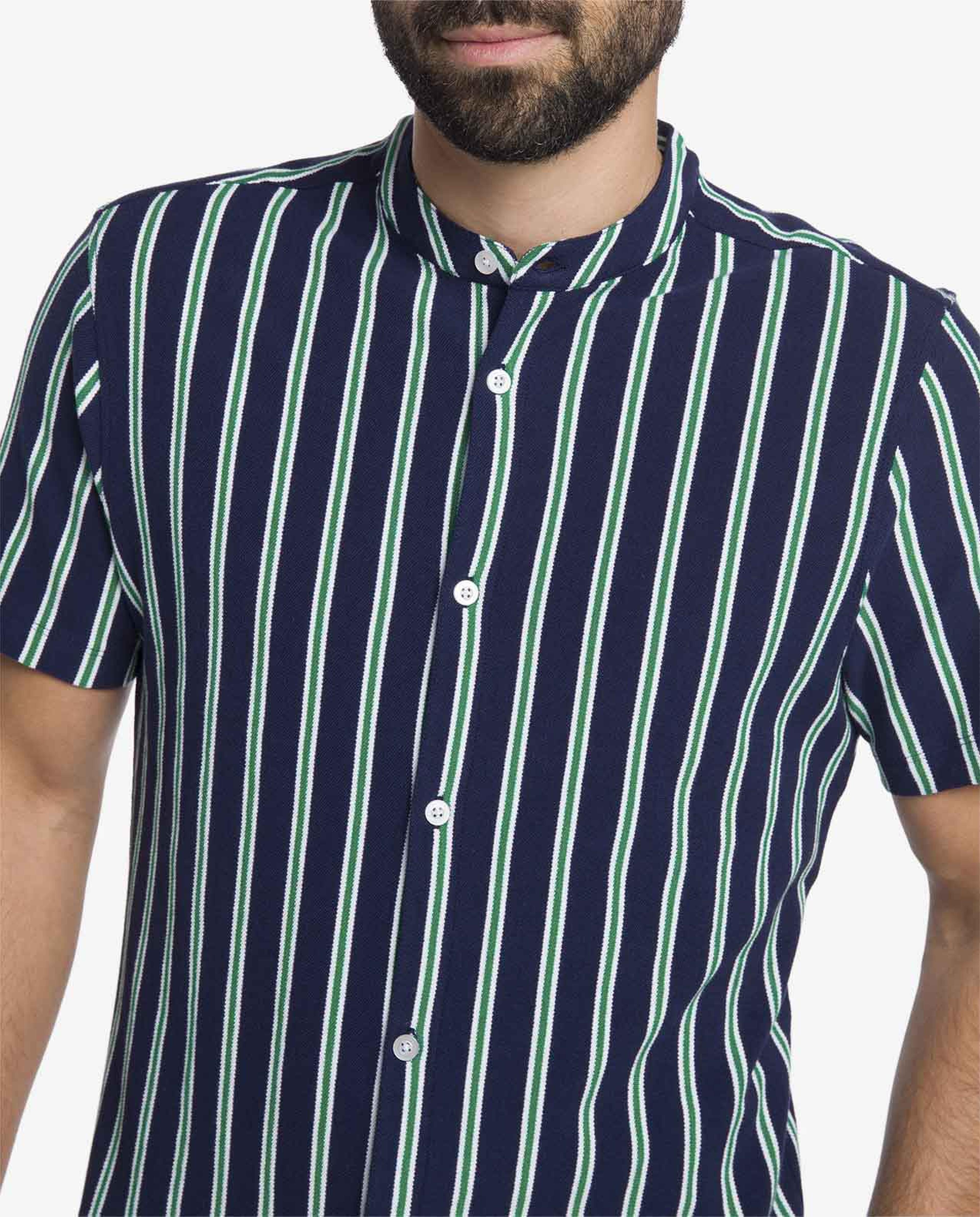 Navy Blue Striped Shirt