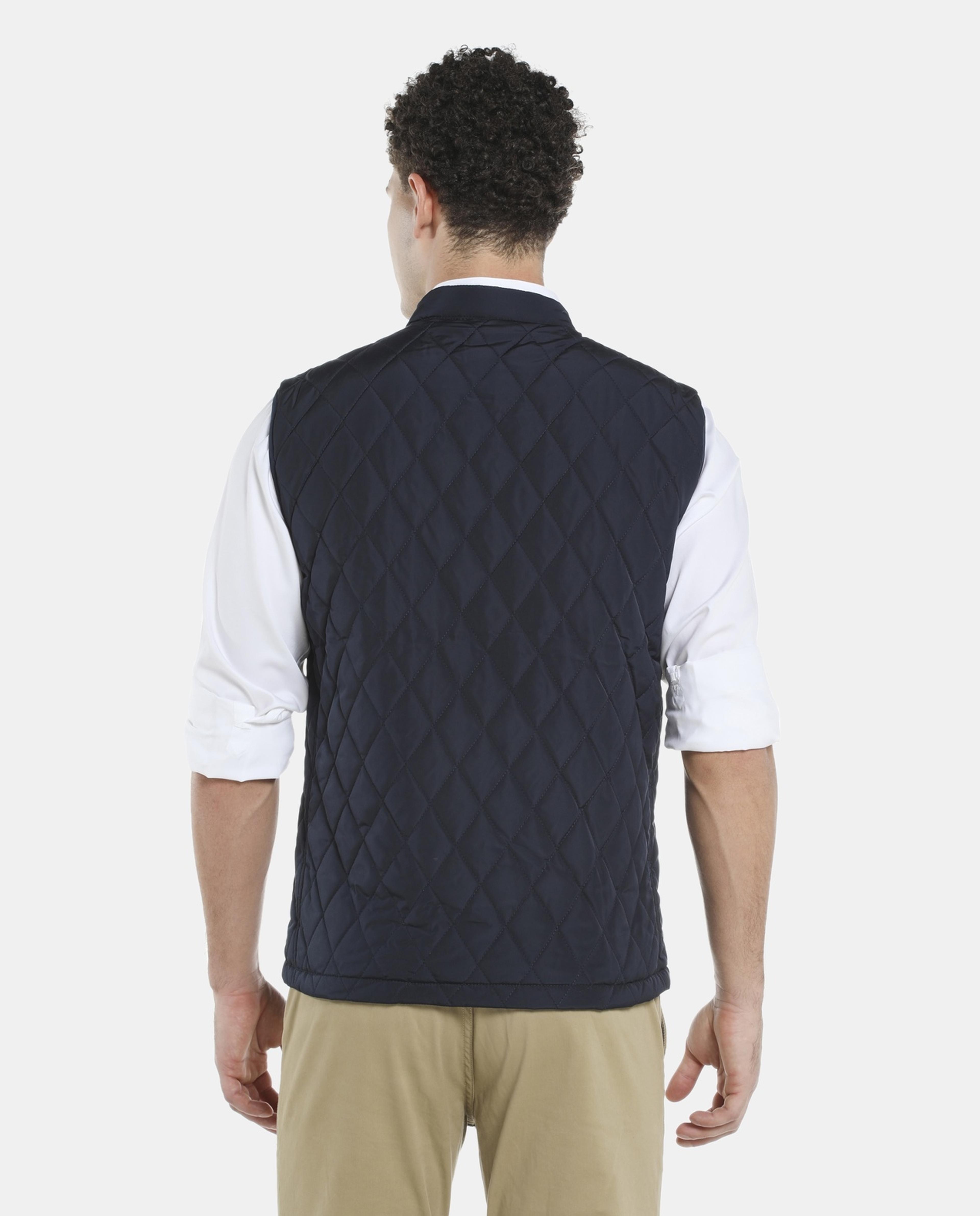 Blue Polyester Casual Jacket