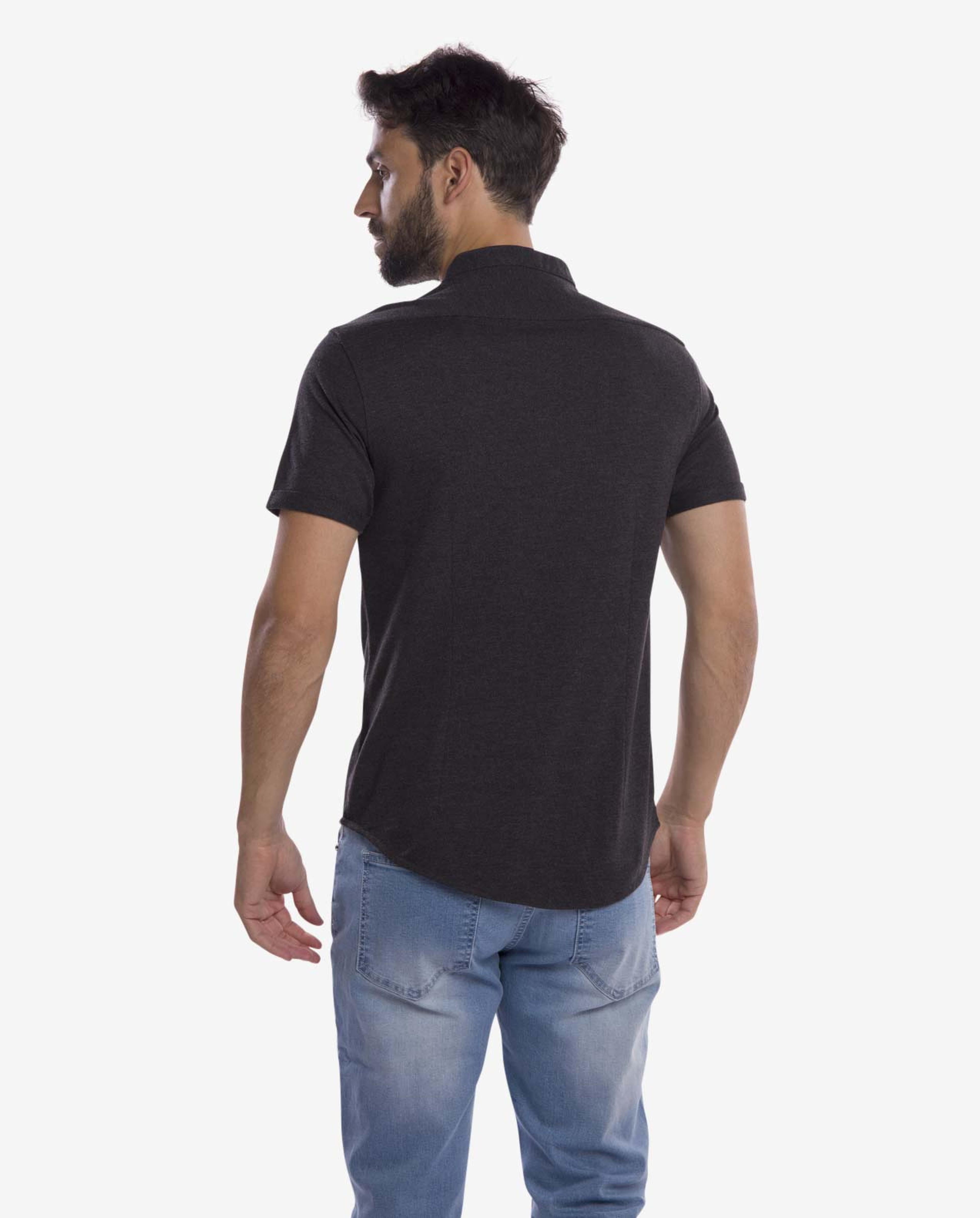 Heather Grey Band Collar Shirt