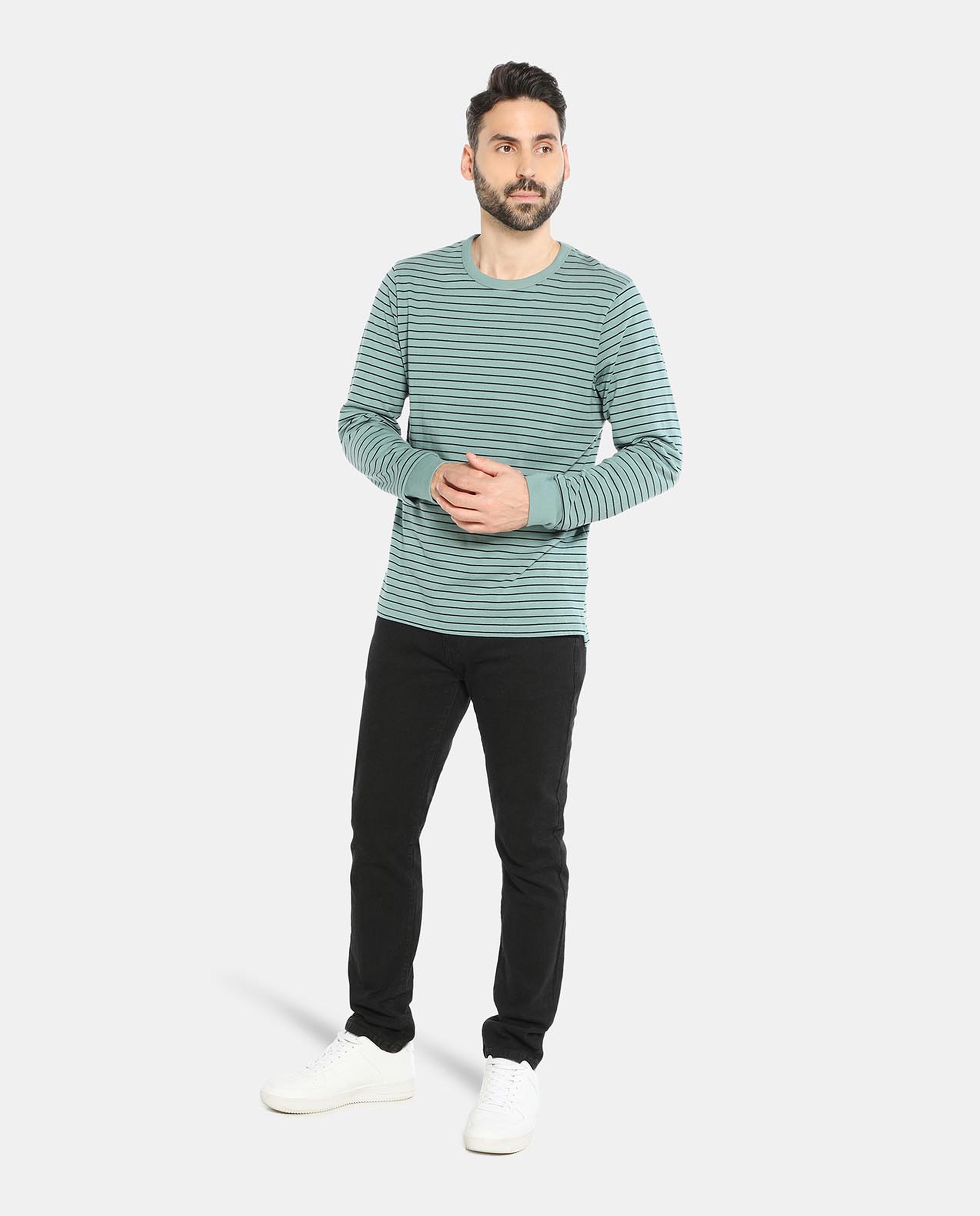 Green Cotton Long Sleeve Tee