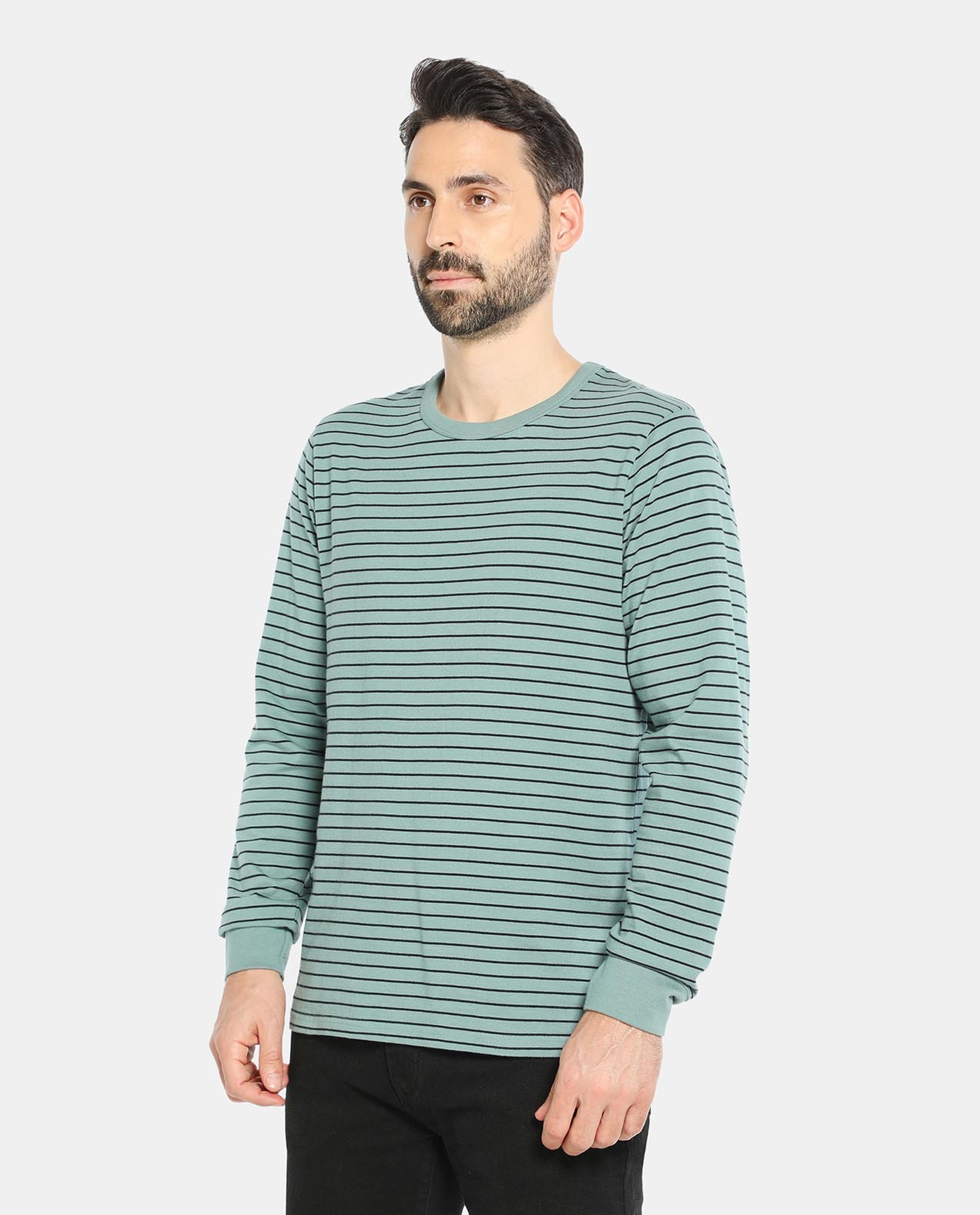Green Cotton Long Sleeve Tee