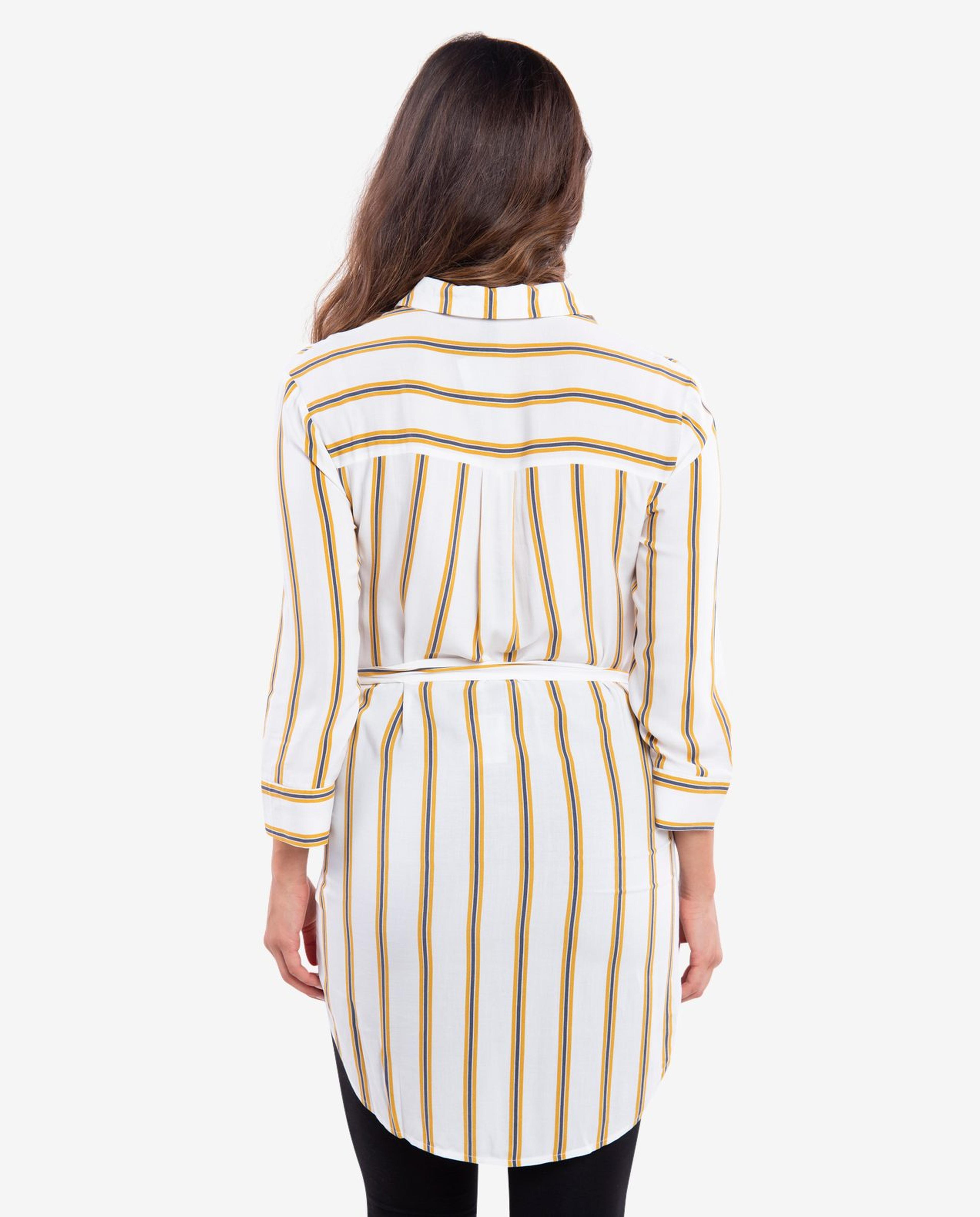 Striped Ivory Tunic Dress Shirt