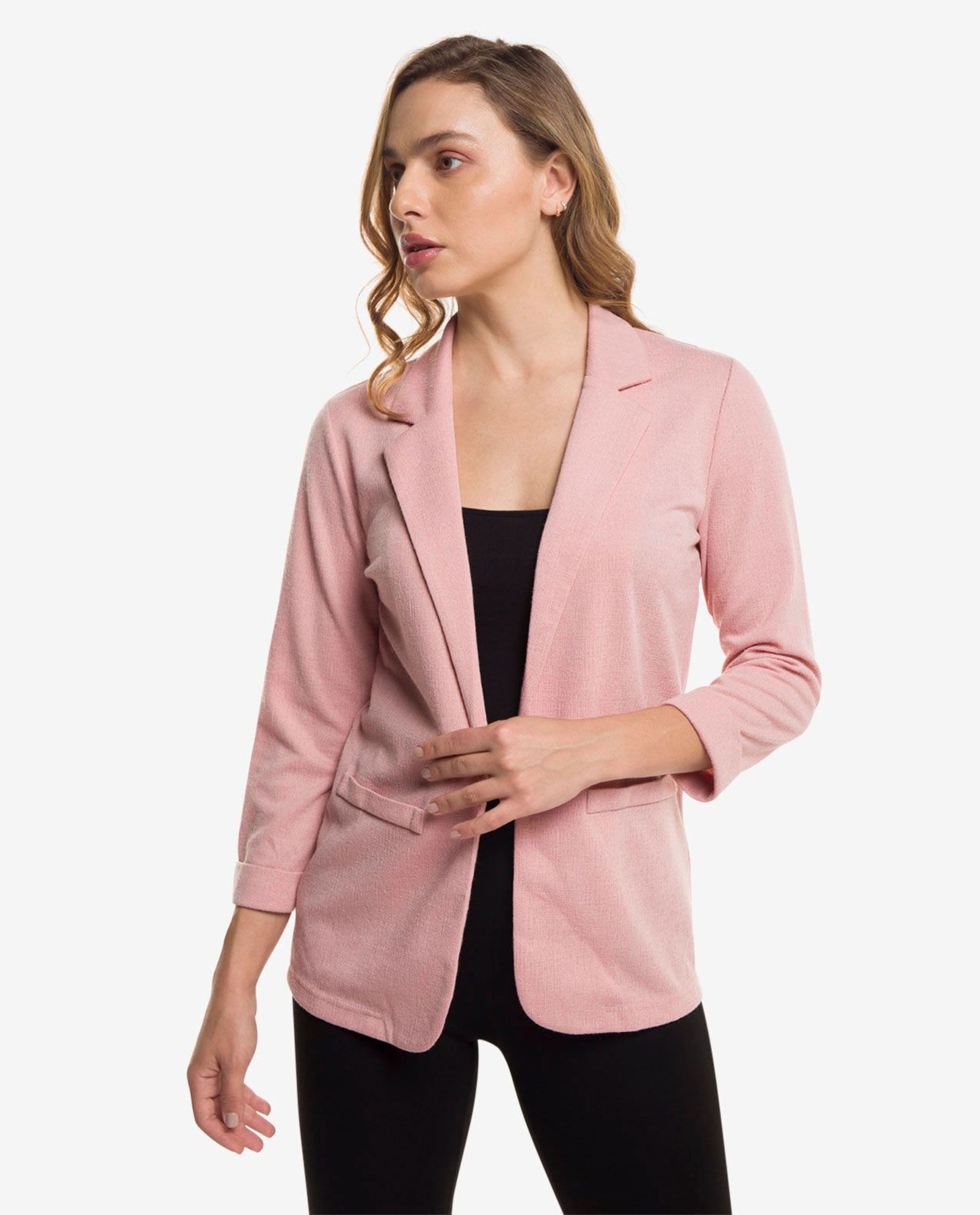 Dusty Pink Open Front Jacket