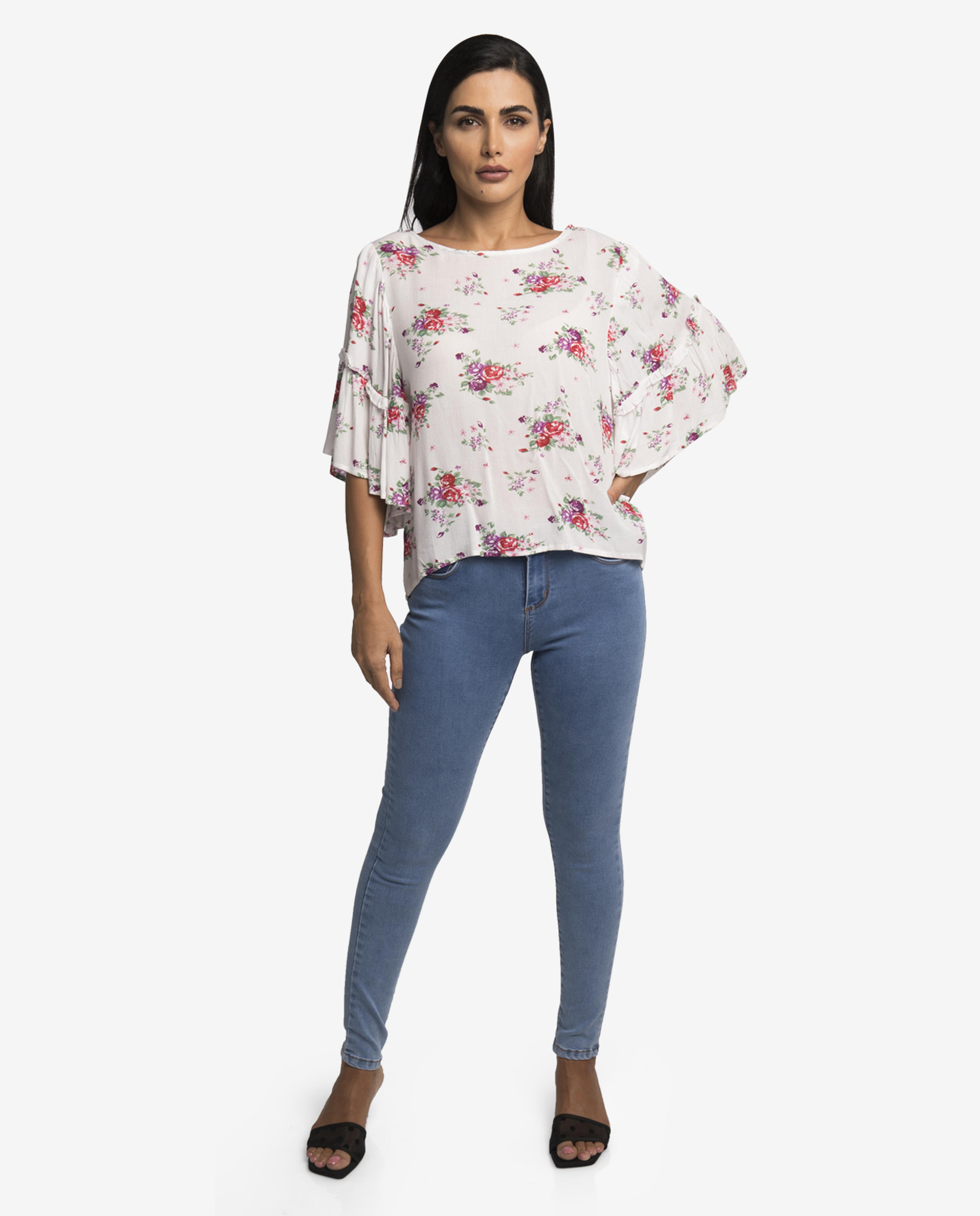 White Printed Top