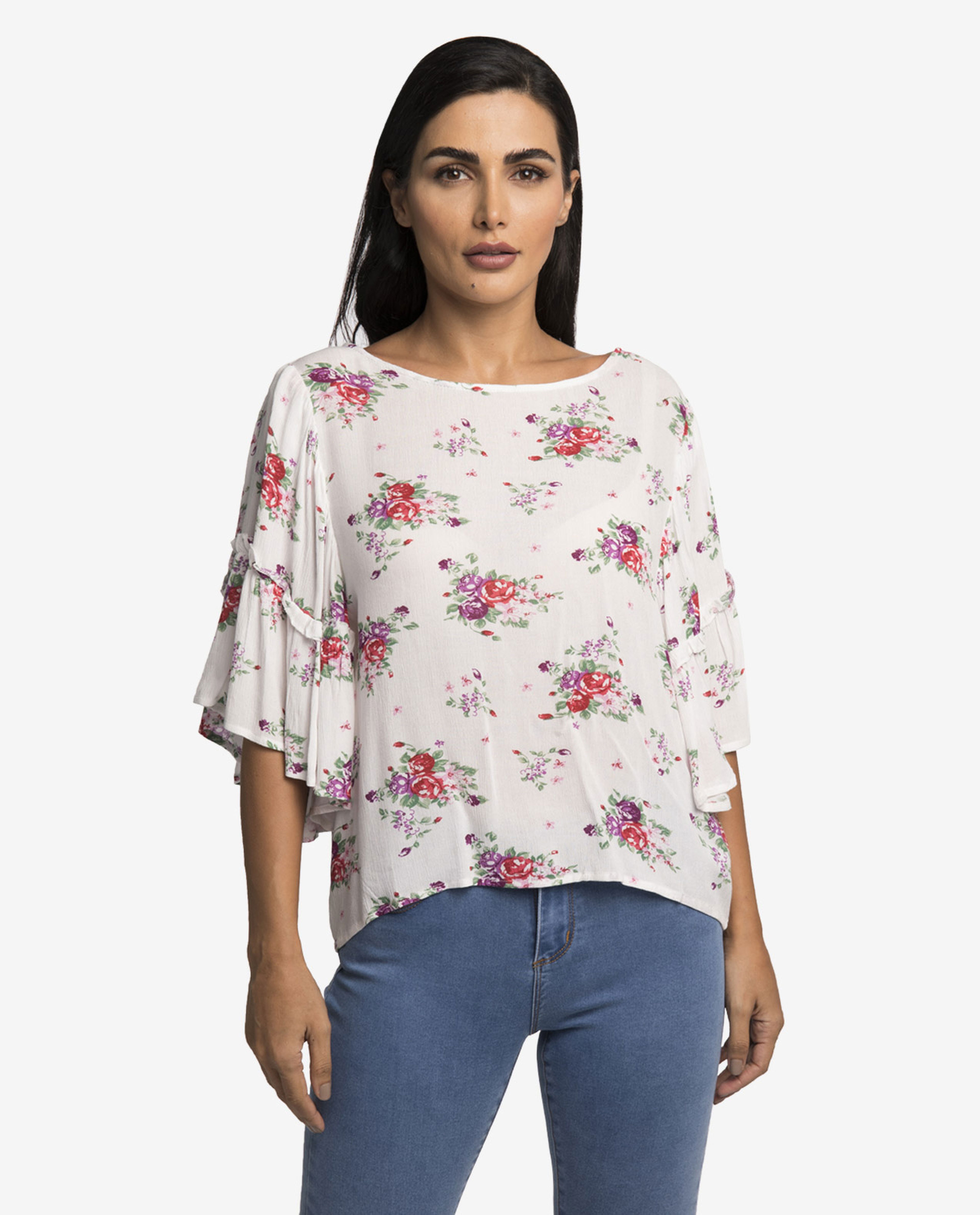 White Printed Top
