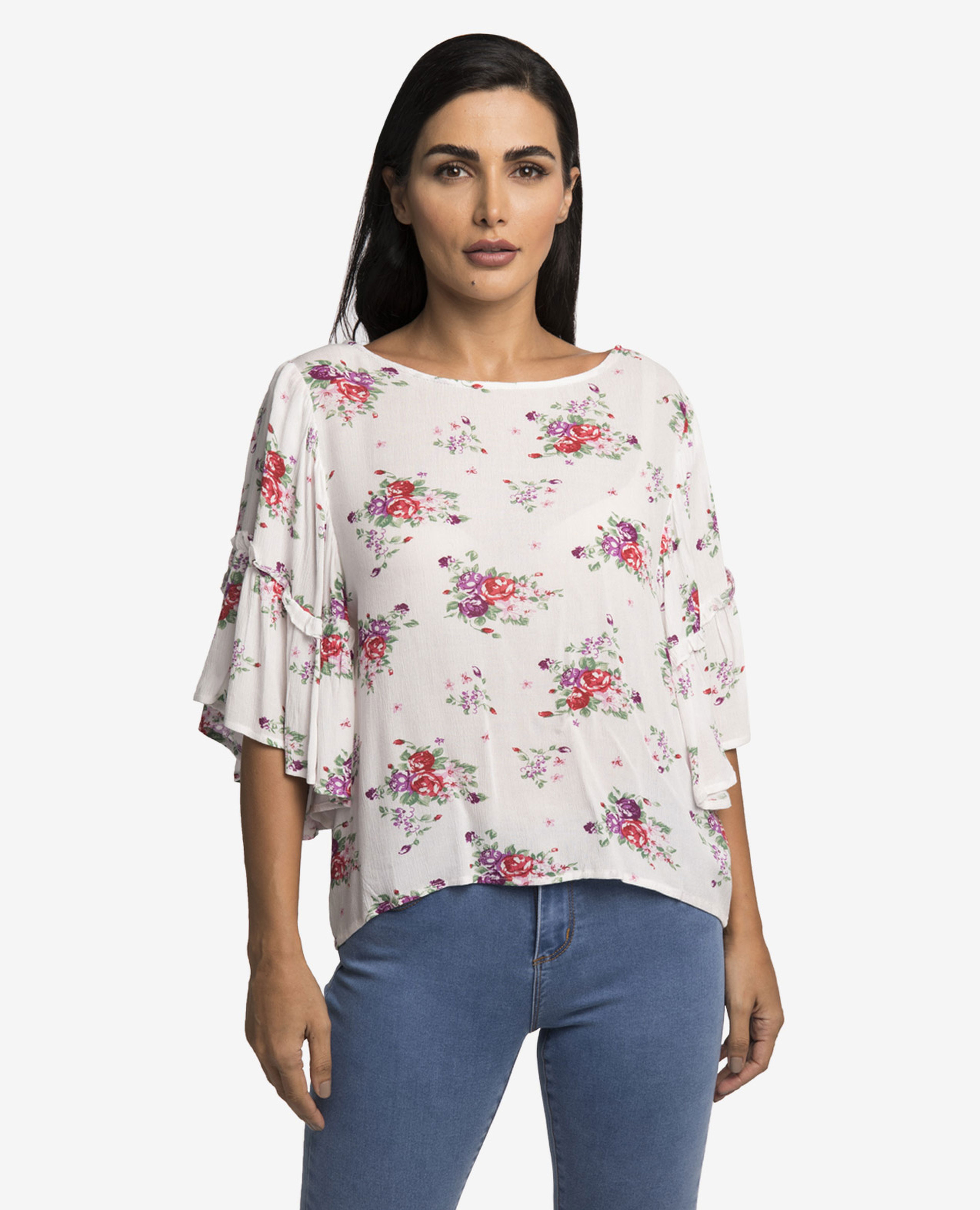 White Printed Top