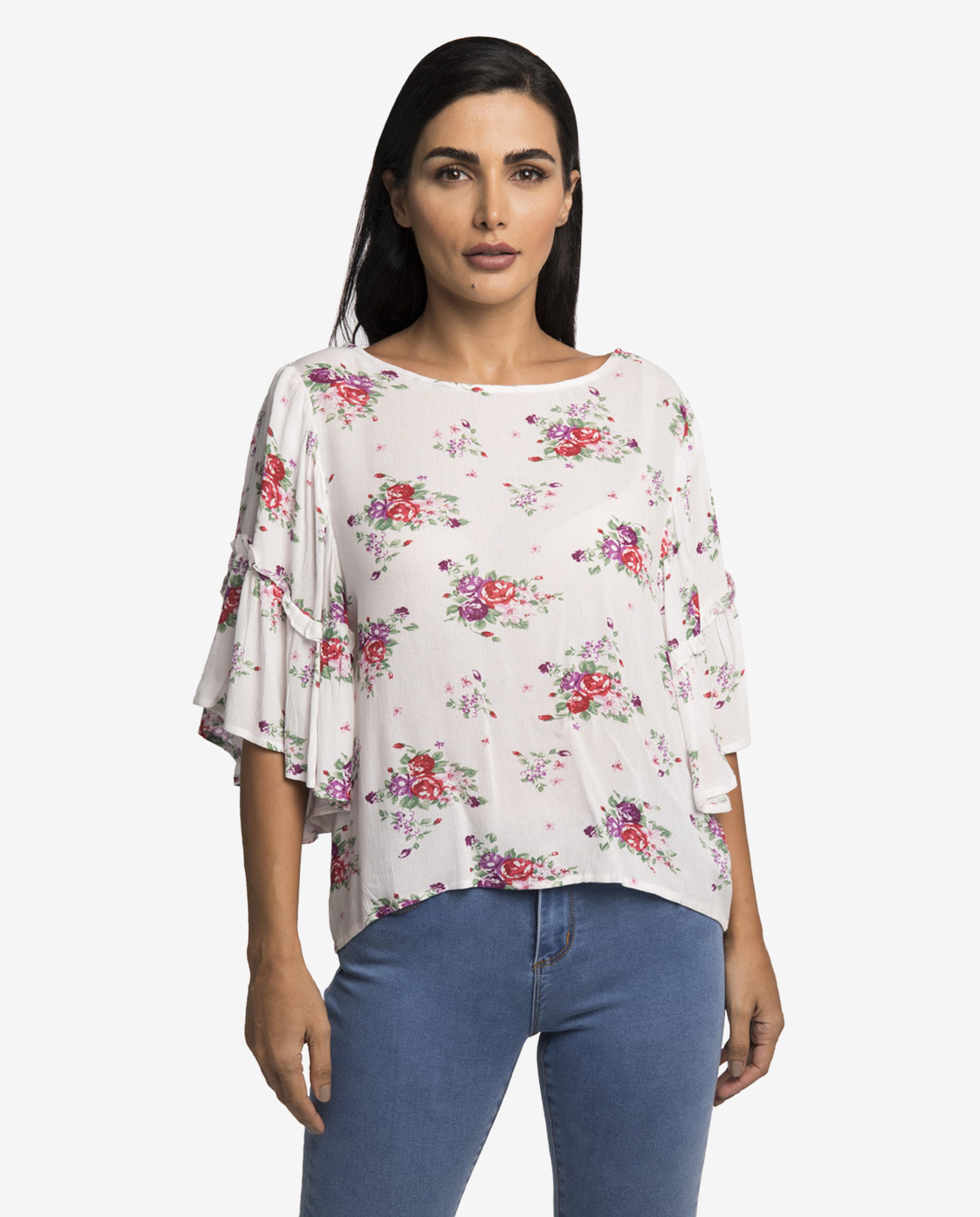 White Printed Top