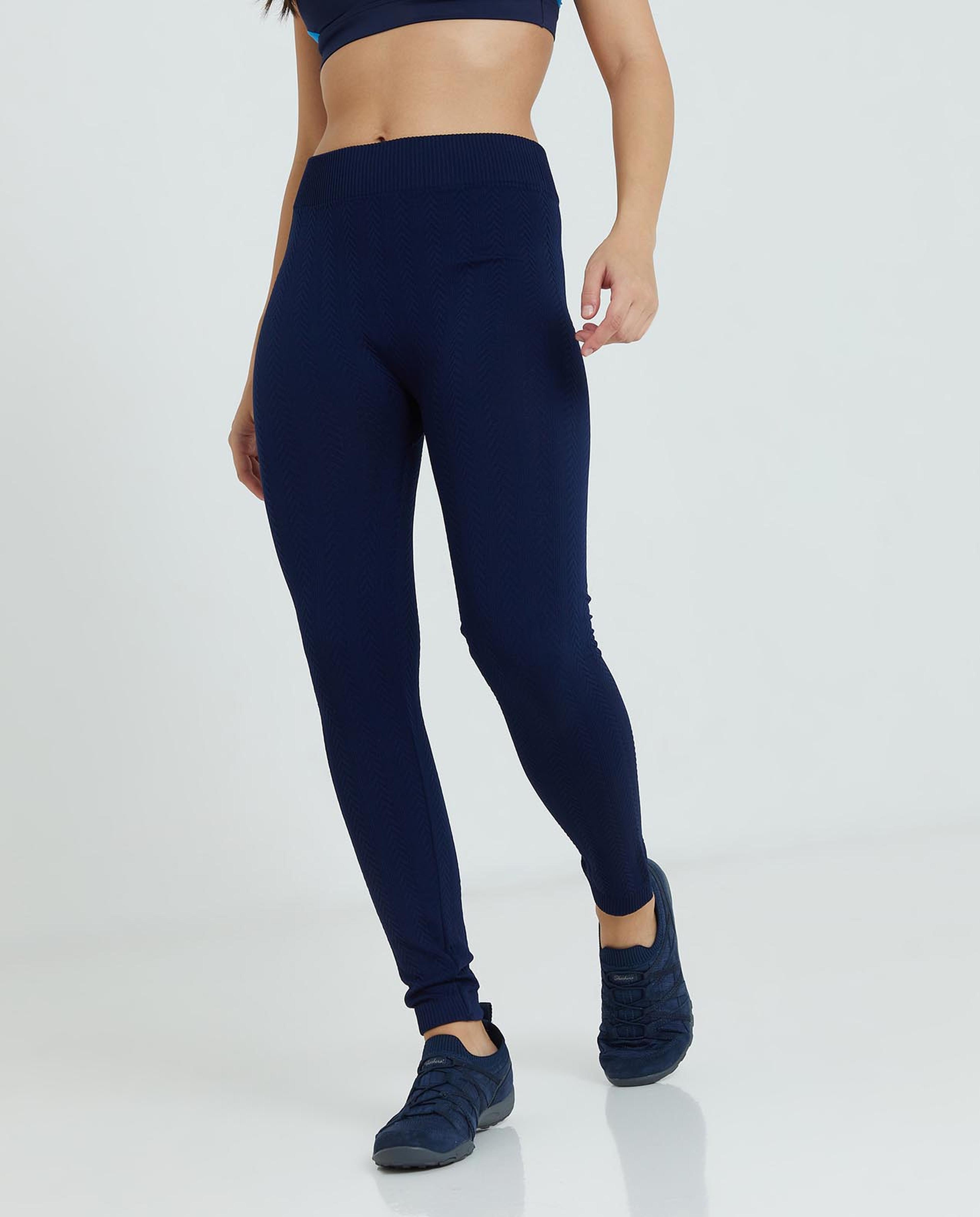 Blue Seamless Solid Legging
