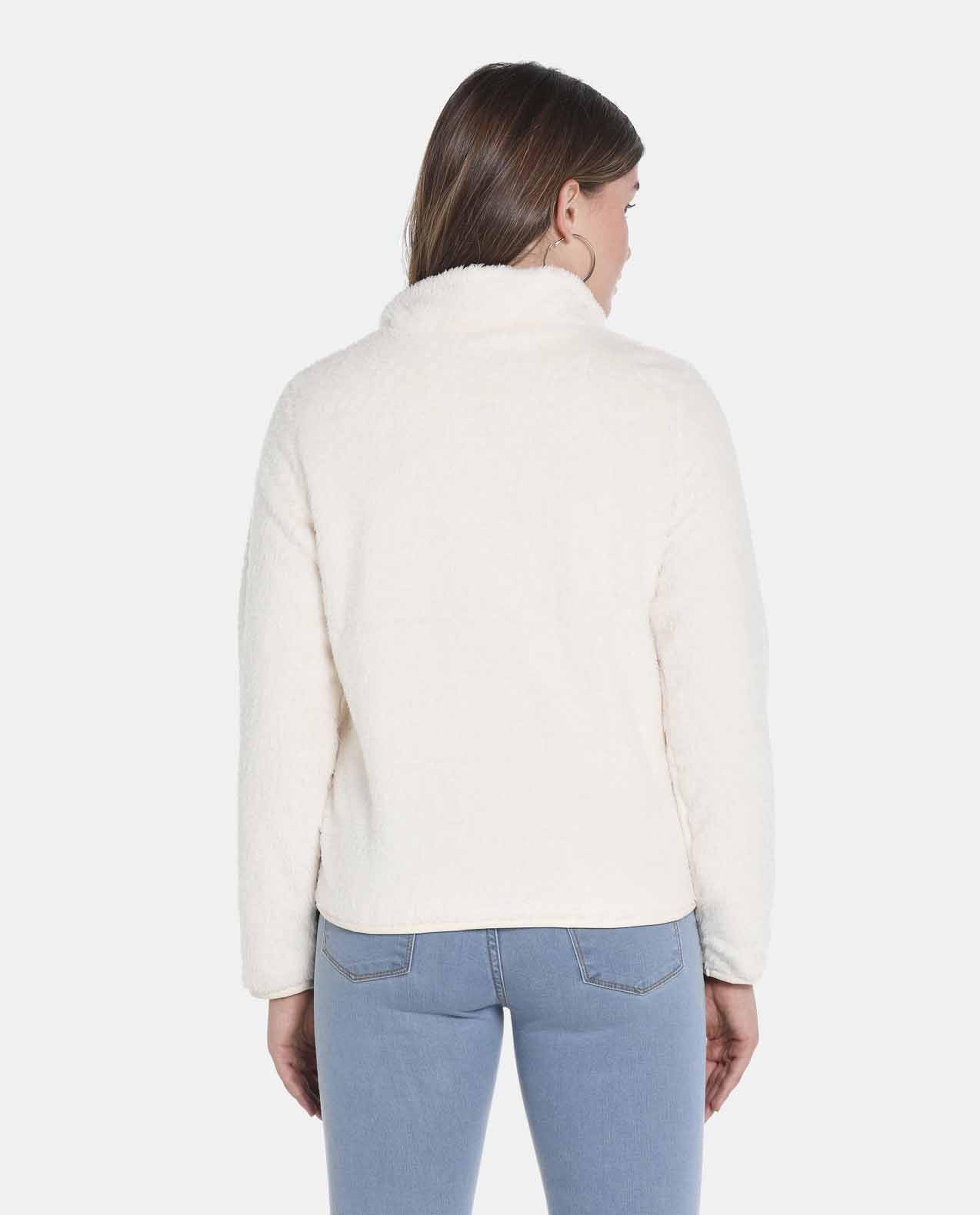 White Polyester Knit Jacket