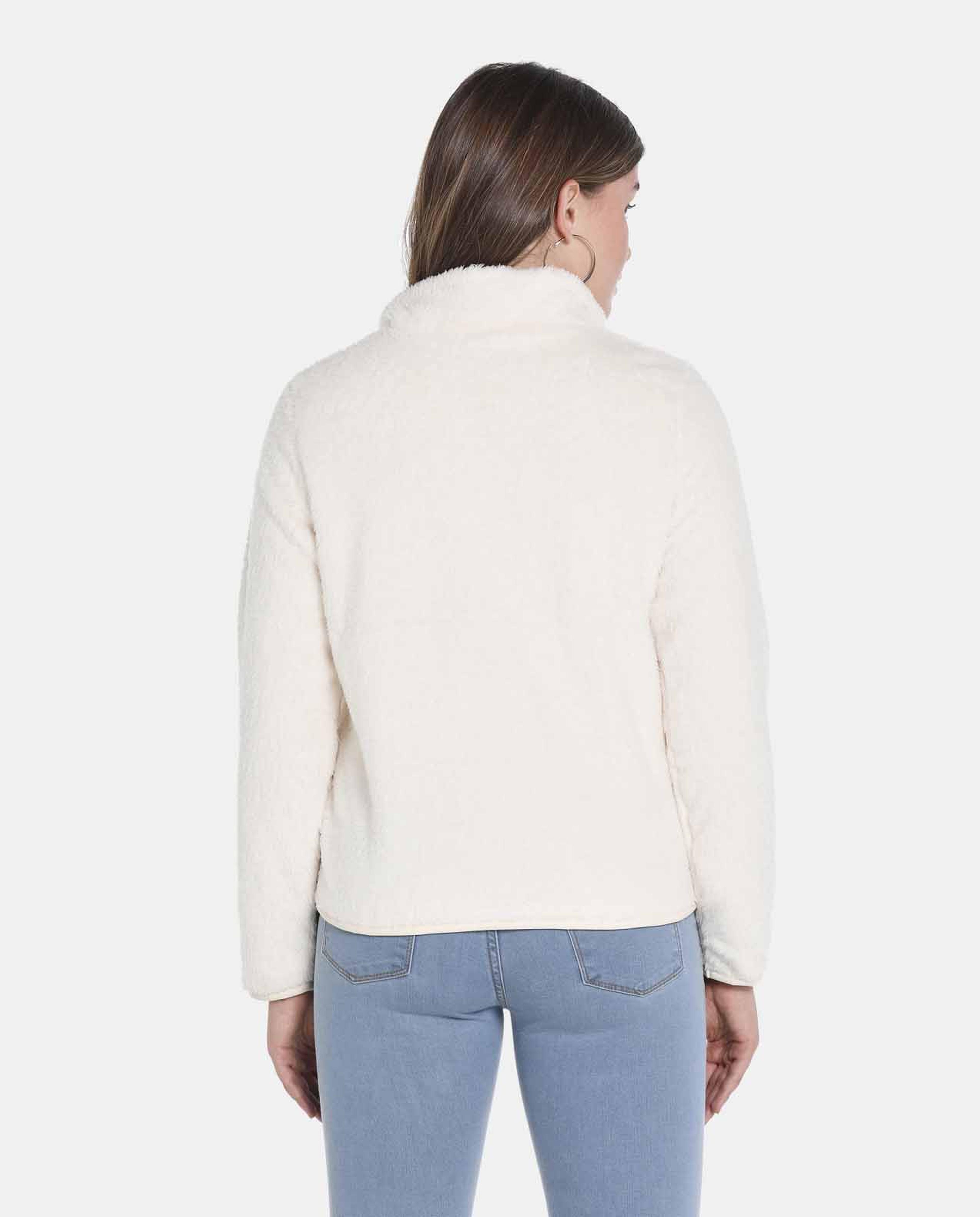 White Polyester Knit Jacket