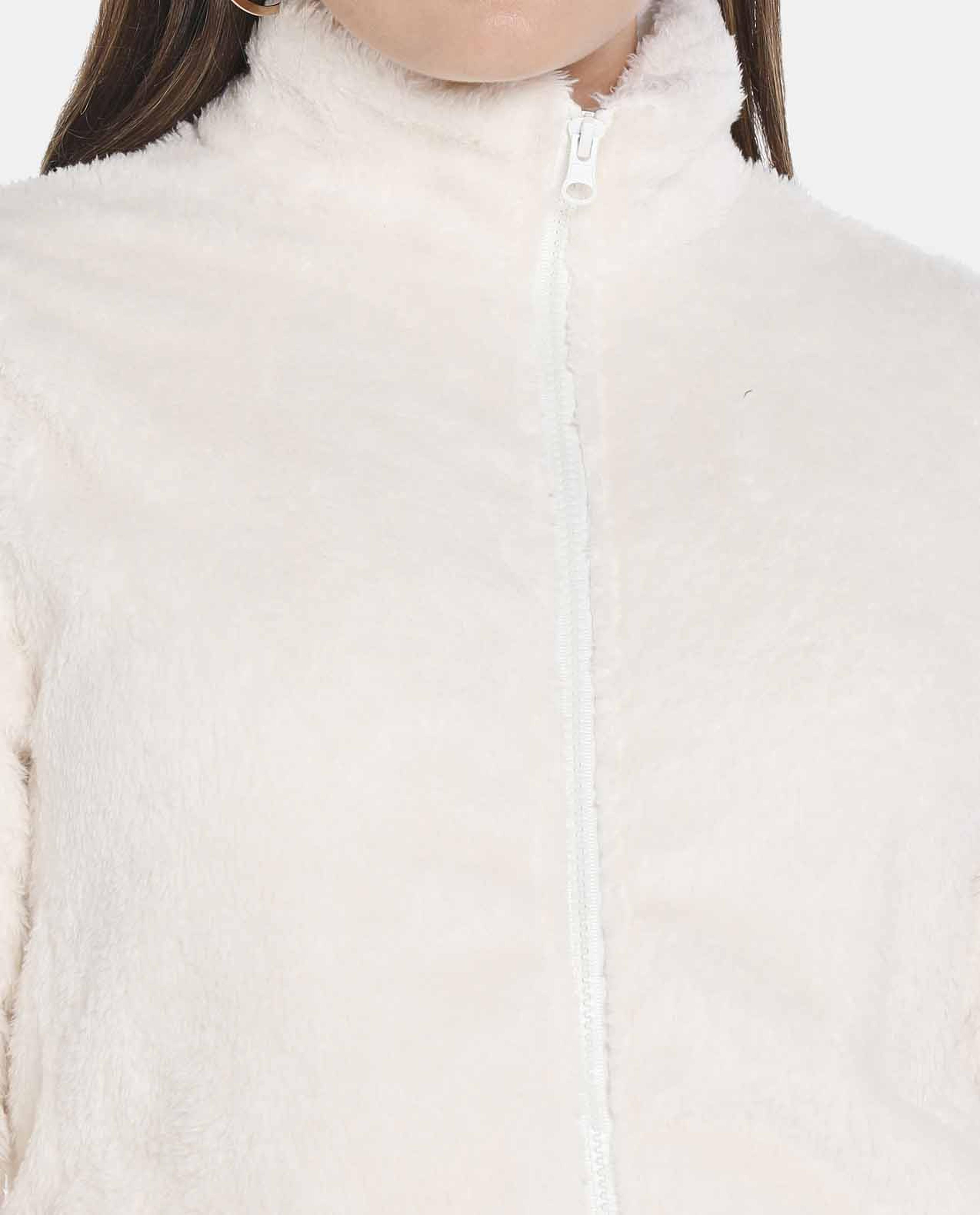 White Polyester Knit Jacket