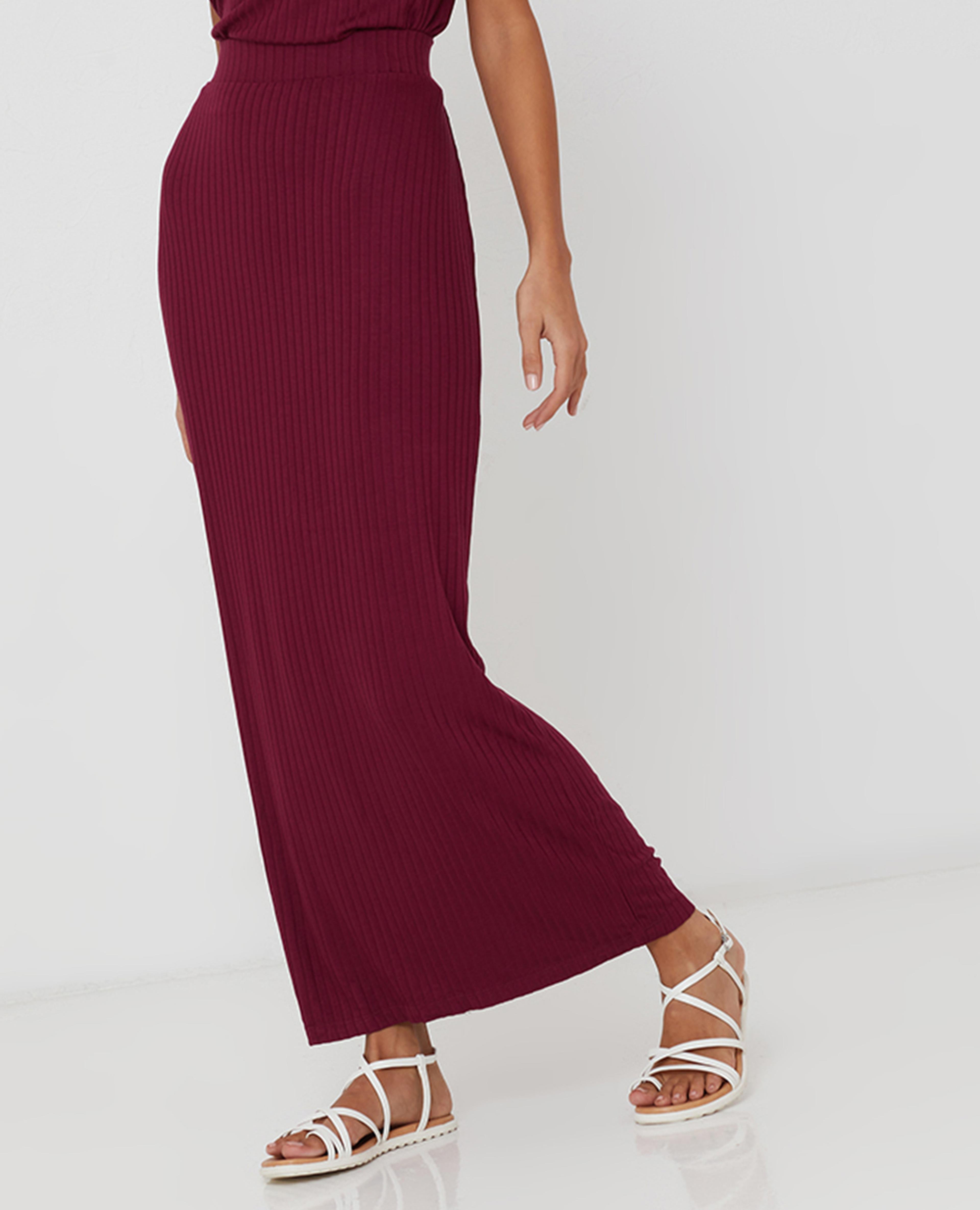 Burgundy Solid Skirt