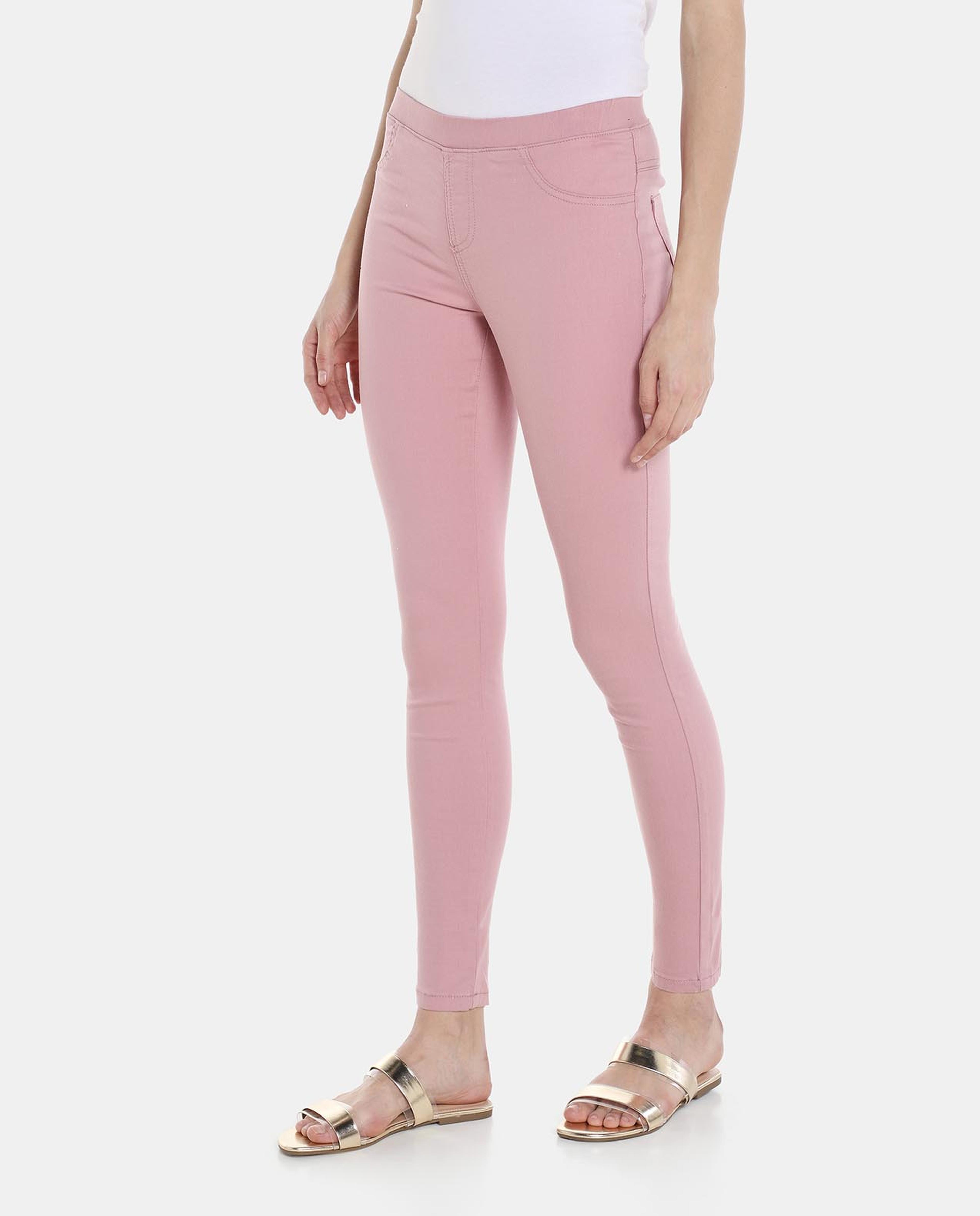 Pink Pull On Jeggings