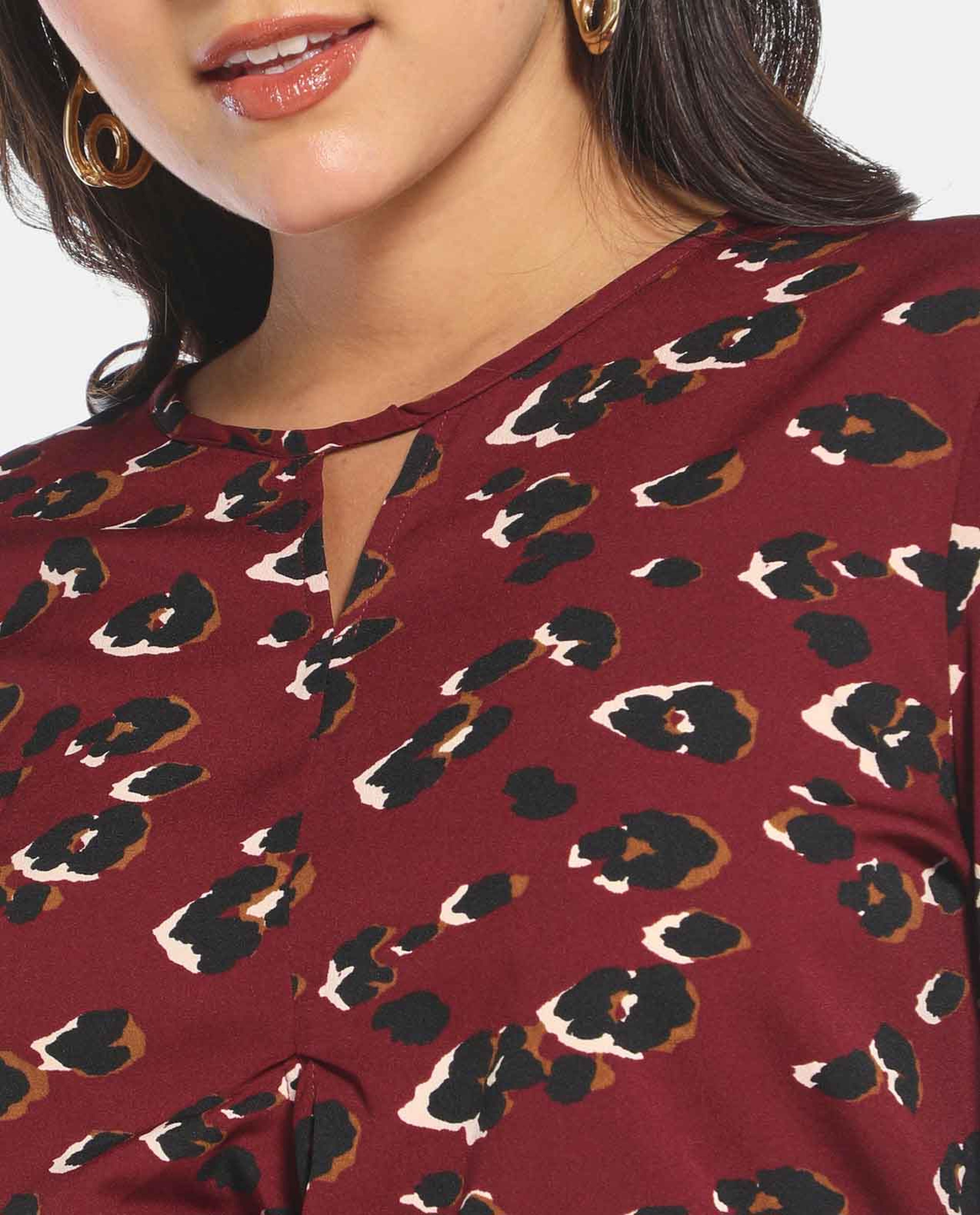 Red Floral Print Cris-Cross Crop Top