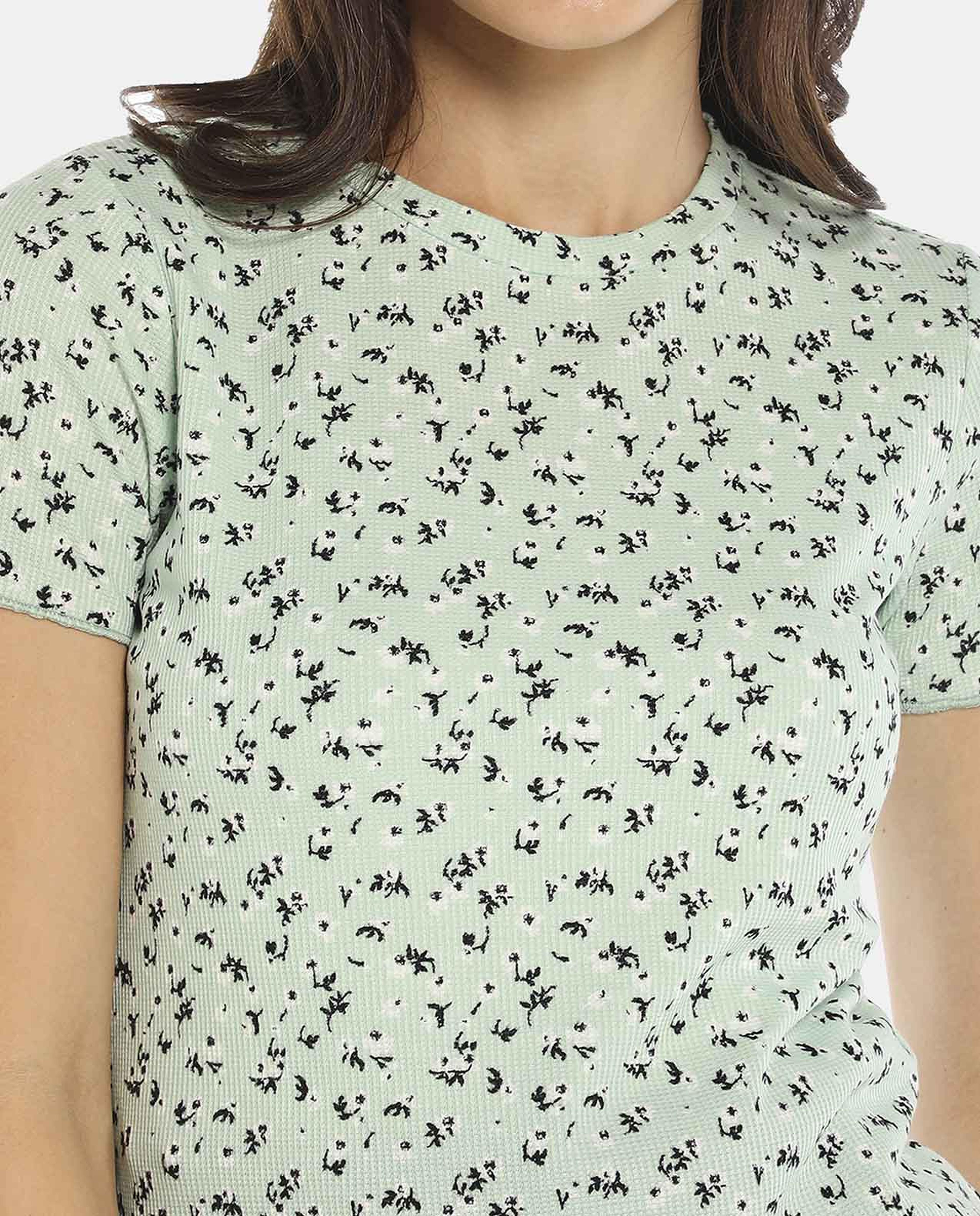 Green Floral Printed Top