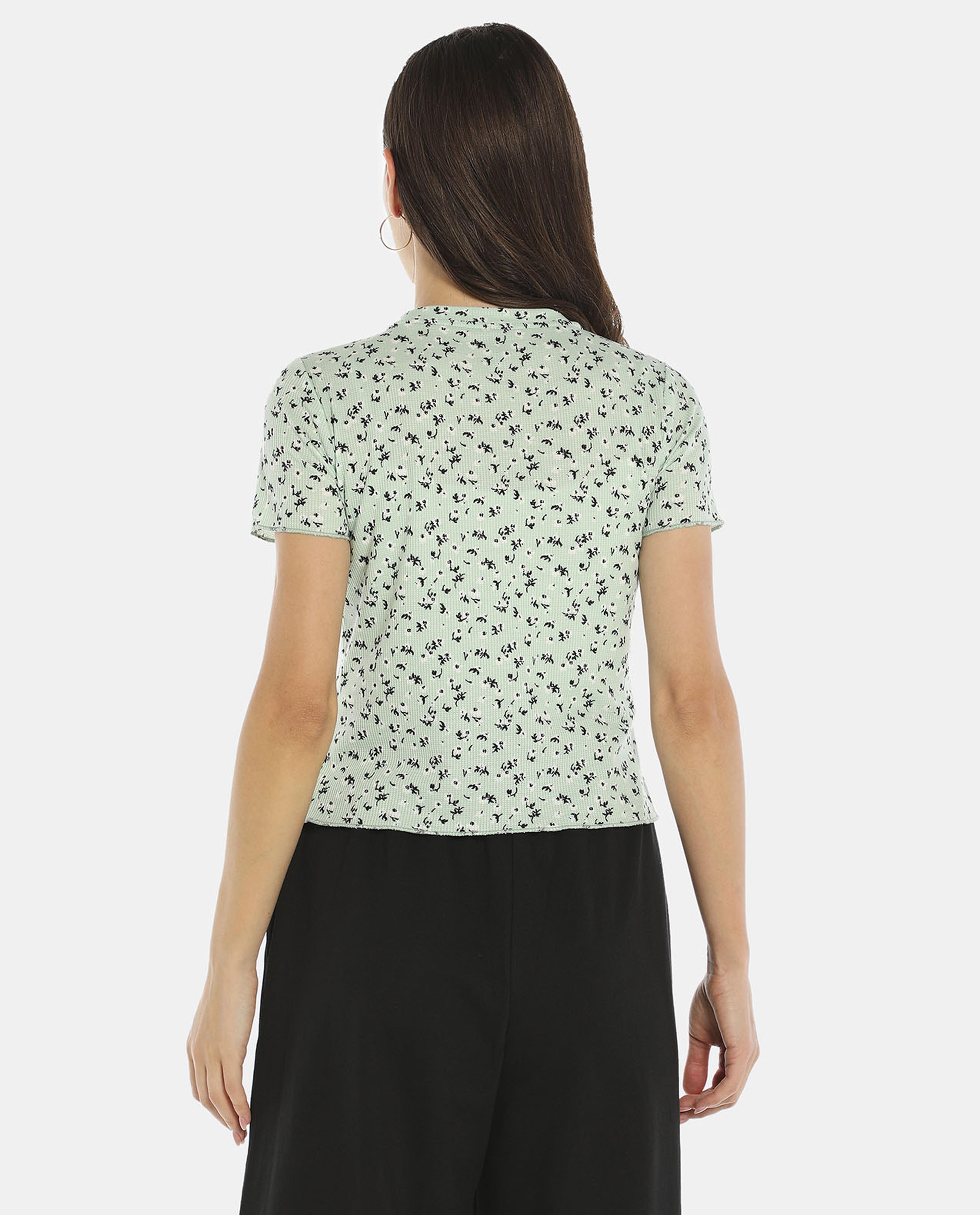 Green Floral Printed Top