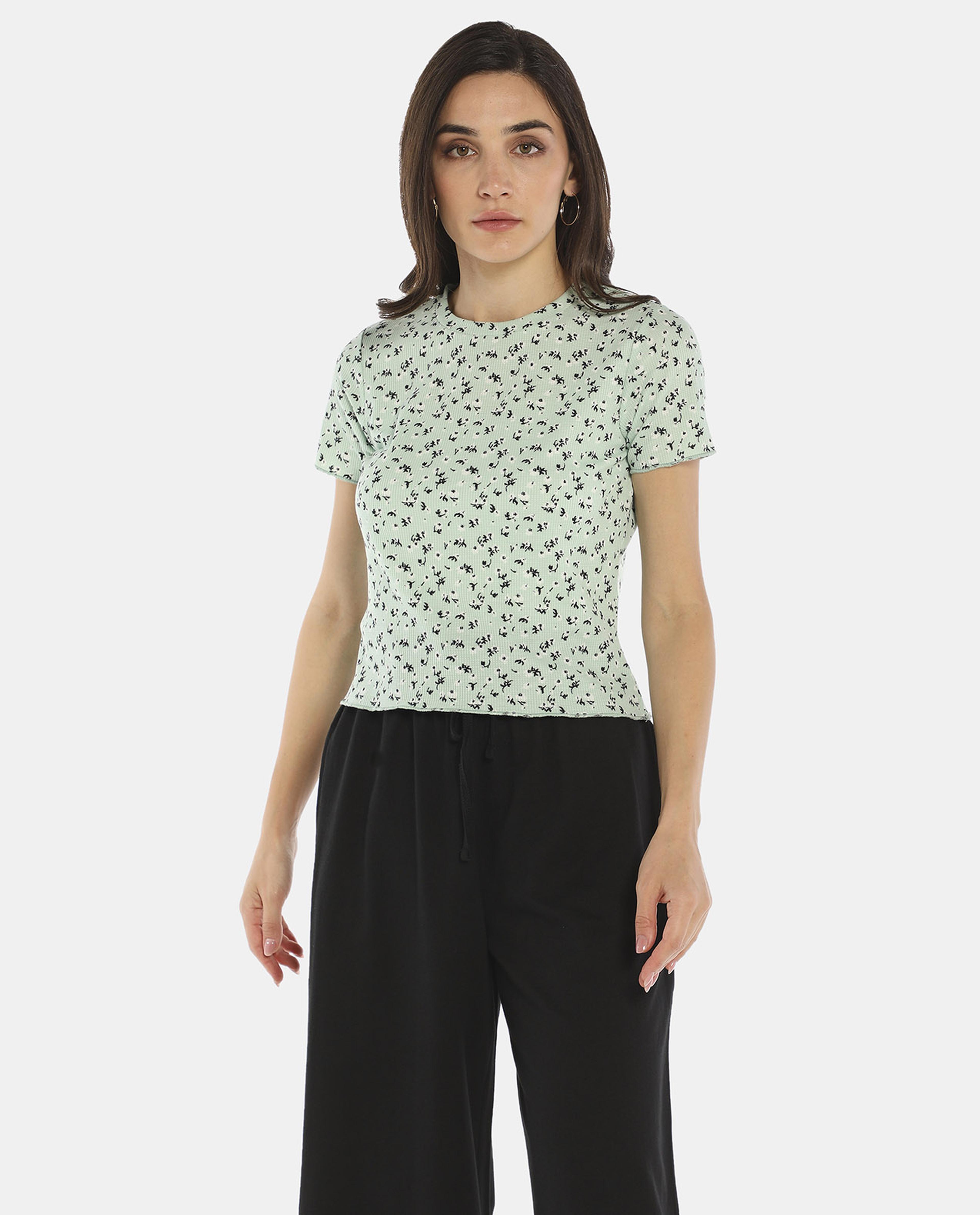 Green Floral Printed Top