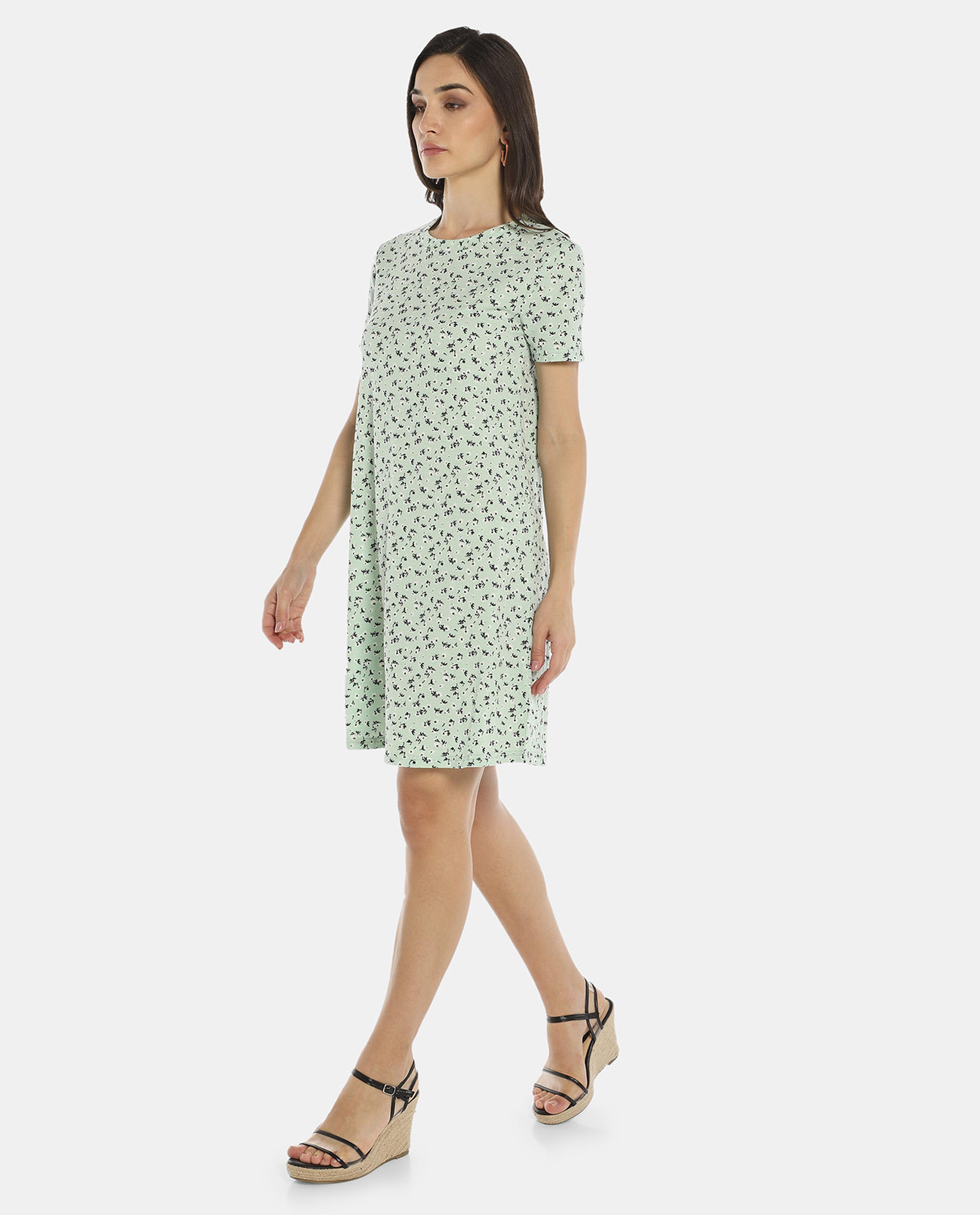 Green Floral Printed Dress