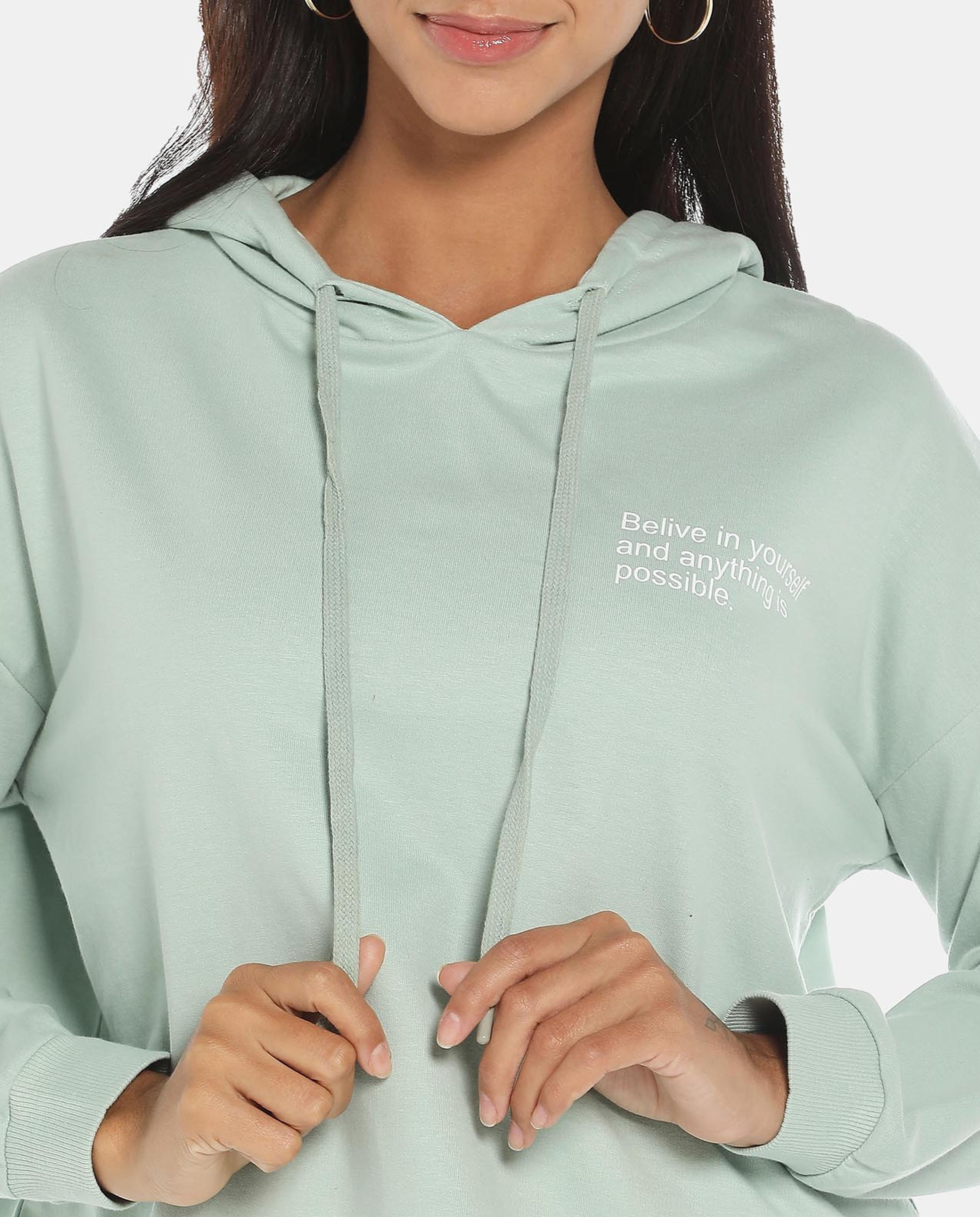 R&B Green Hooded Crop Sweatshirt