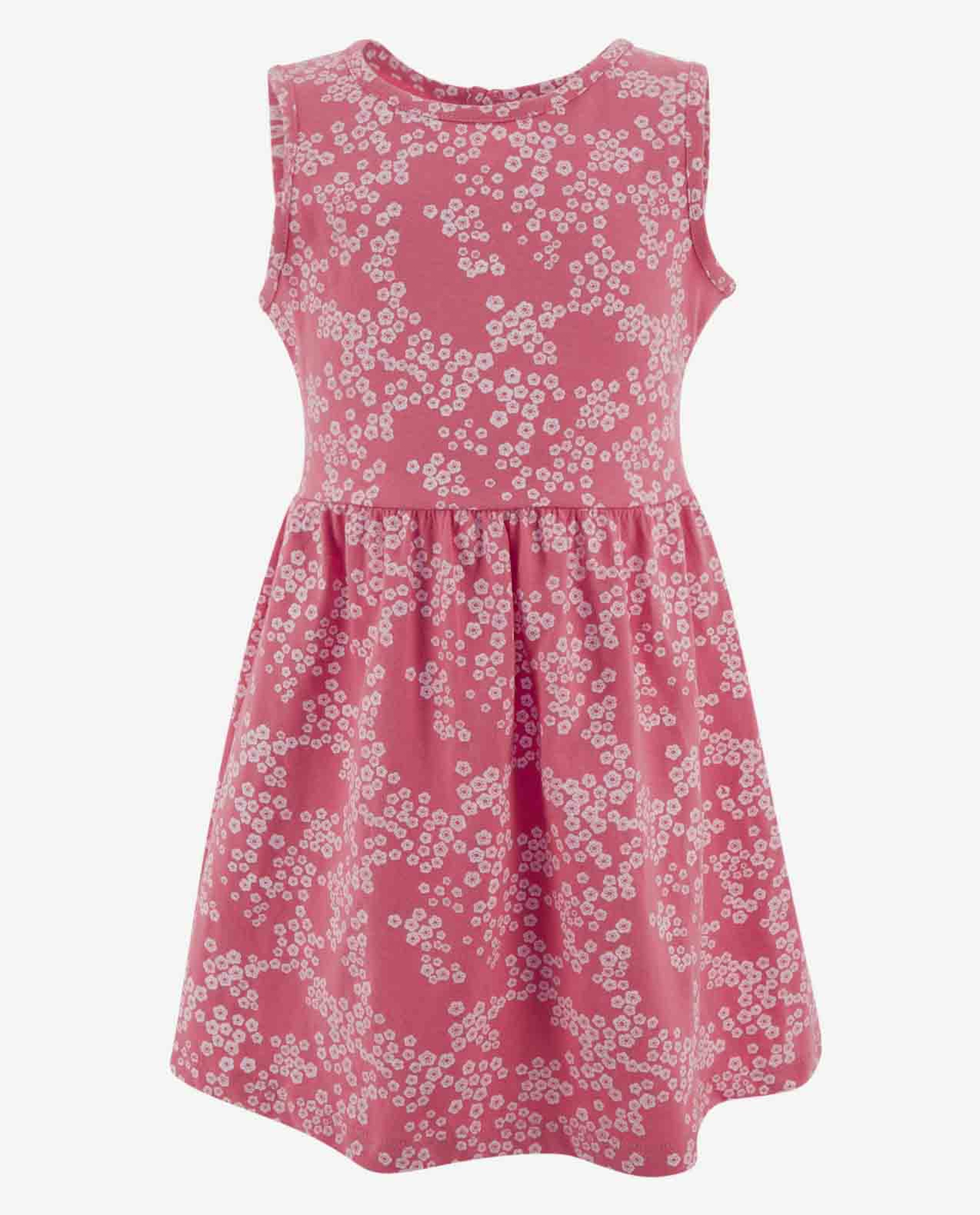 Coral Sleeveless Print Dress