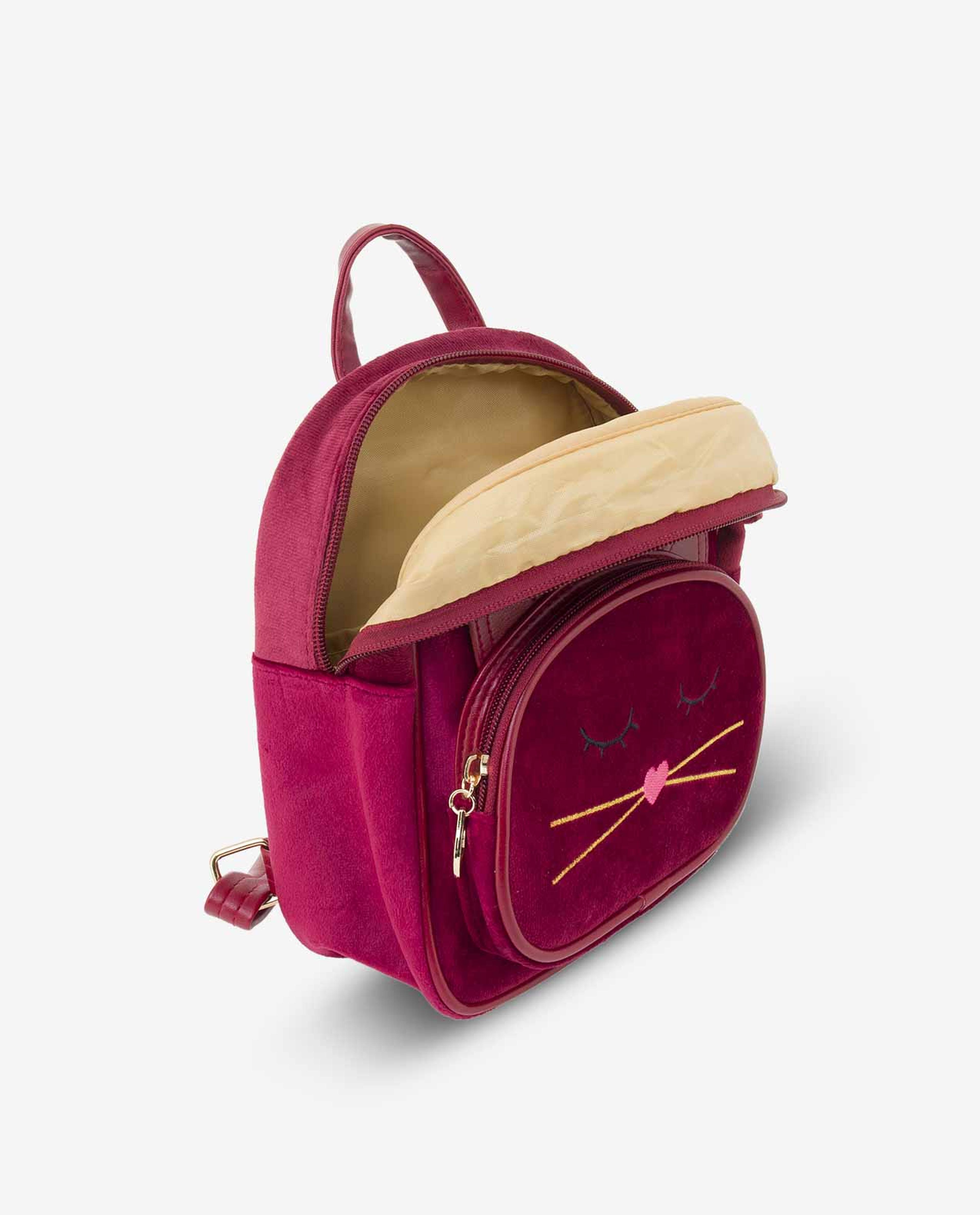 Red Smiley Cat Backpack For Girls