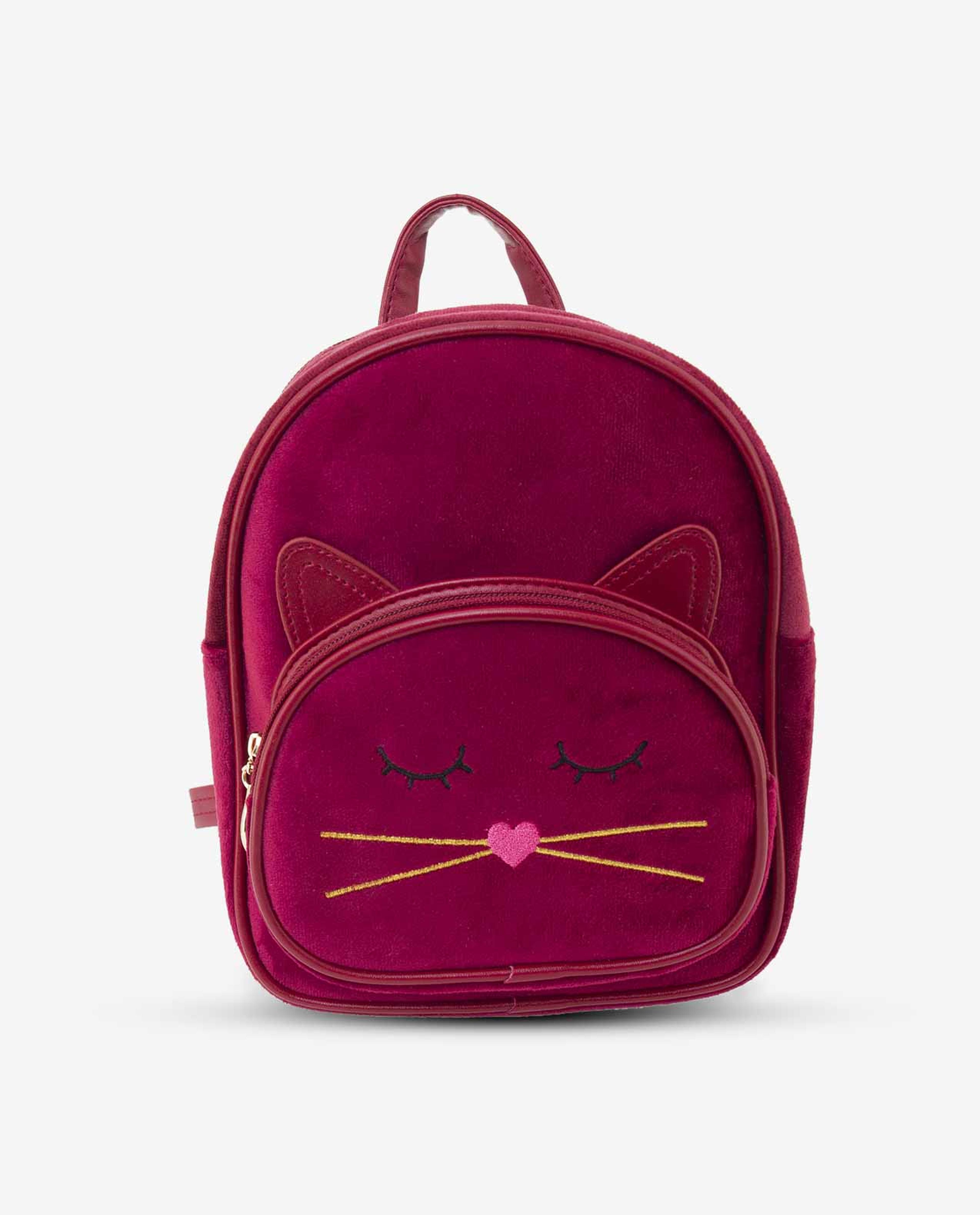 Red Smiley Cat Backpack For Girls