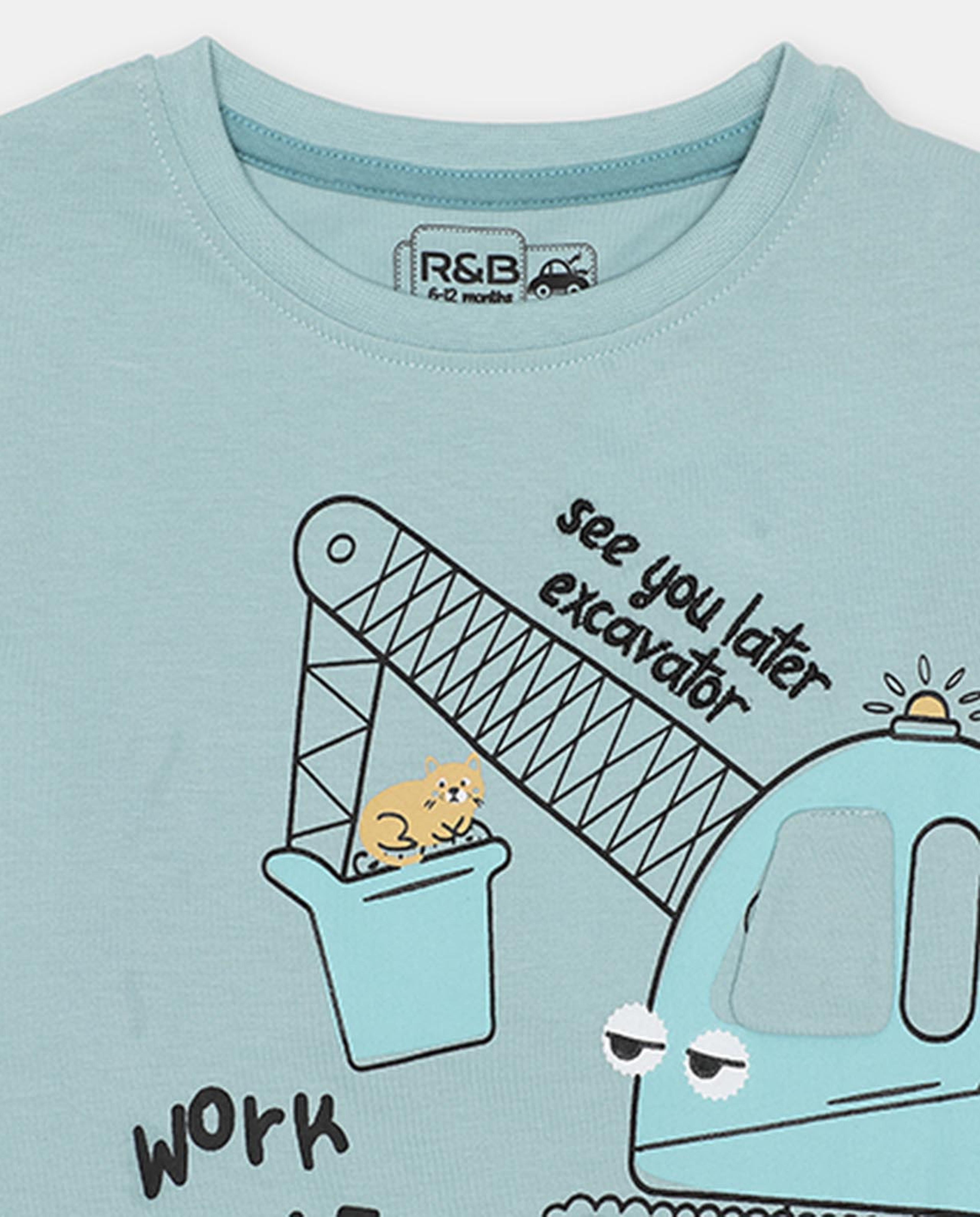 Green Printed Regular Fit T-Shirt