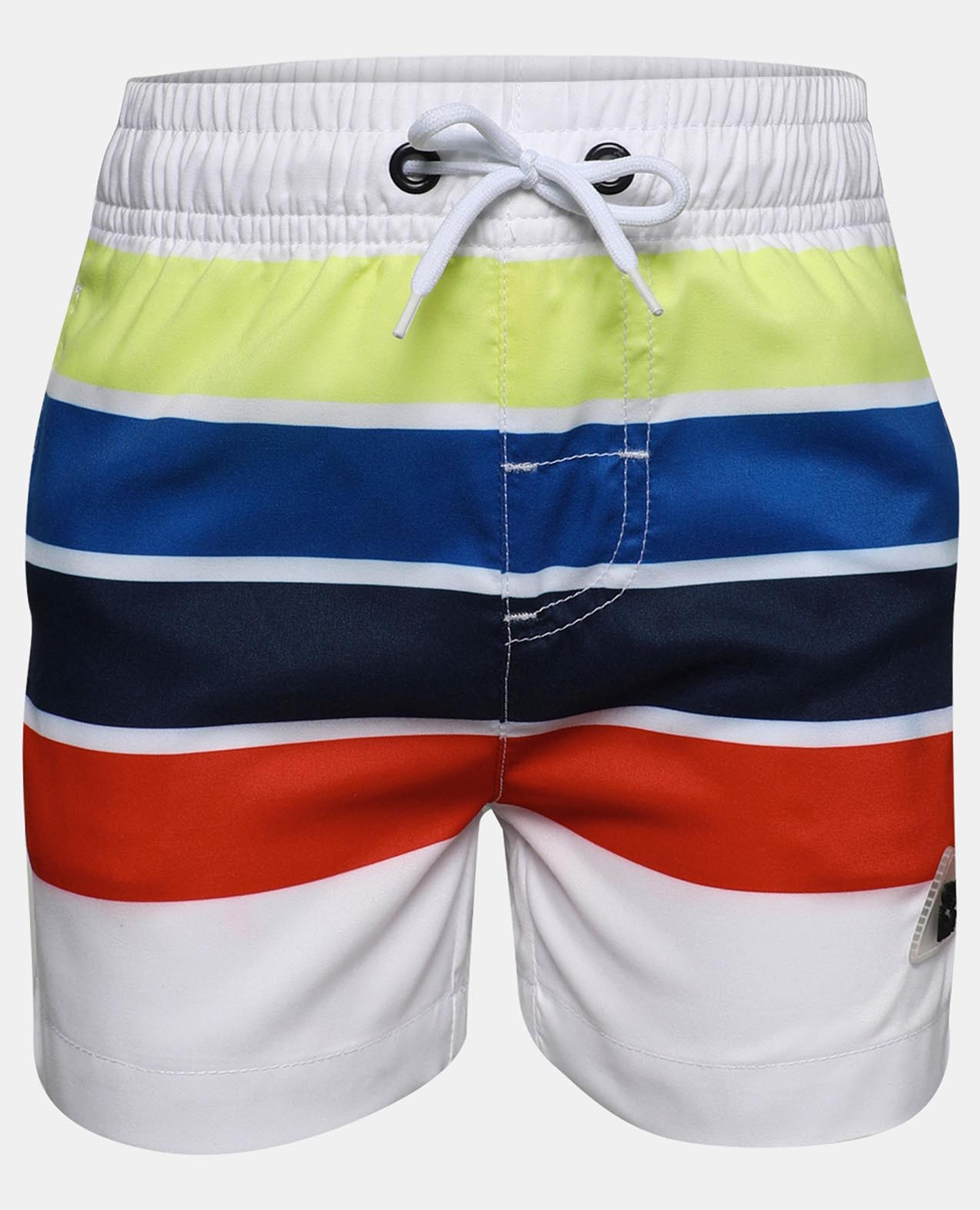 White Color Block Swim Shorts