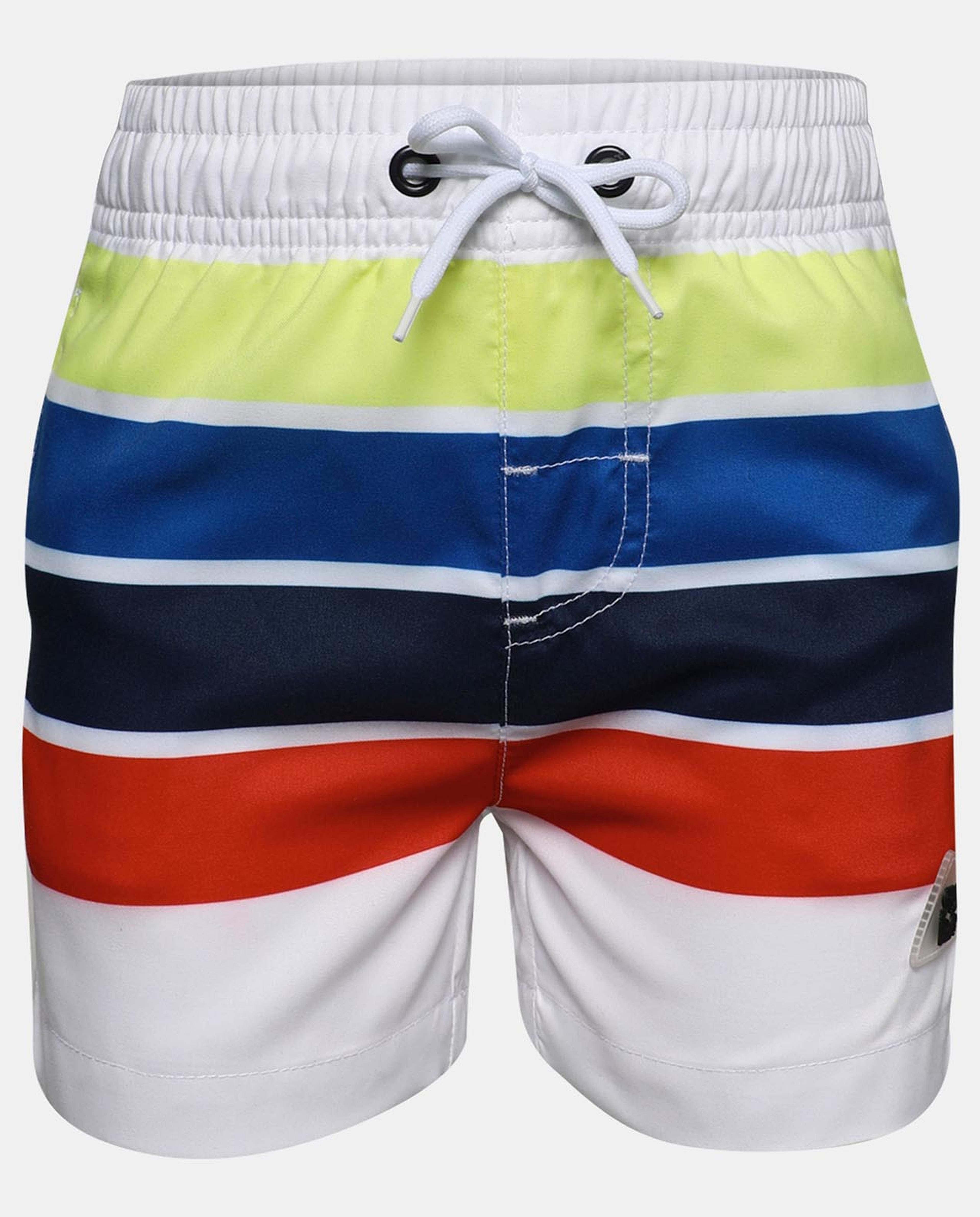 White Color Block Swim Shorts
