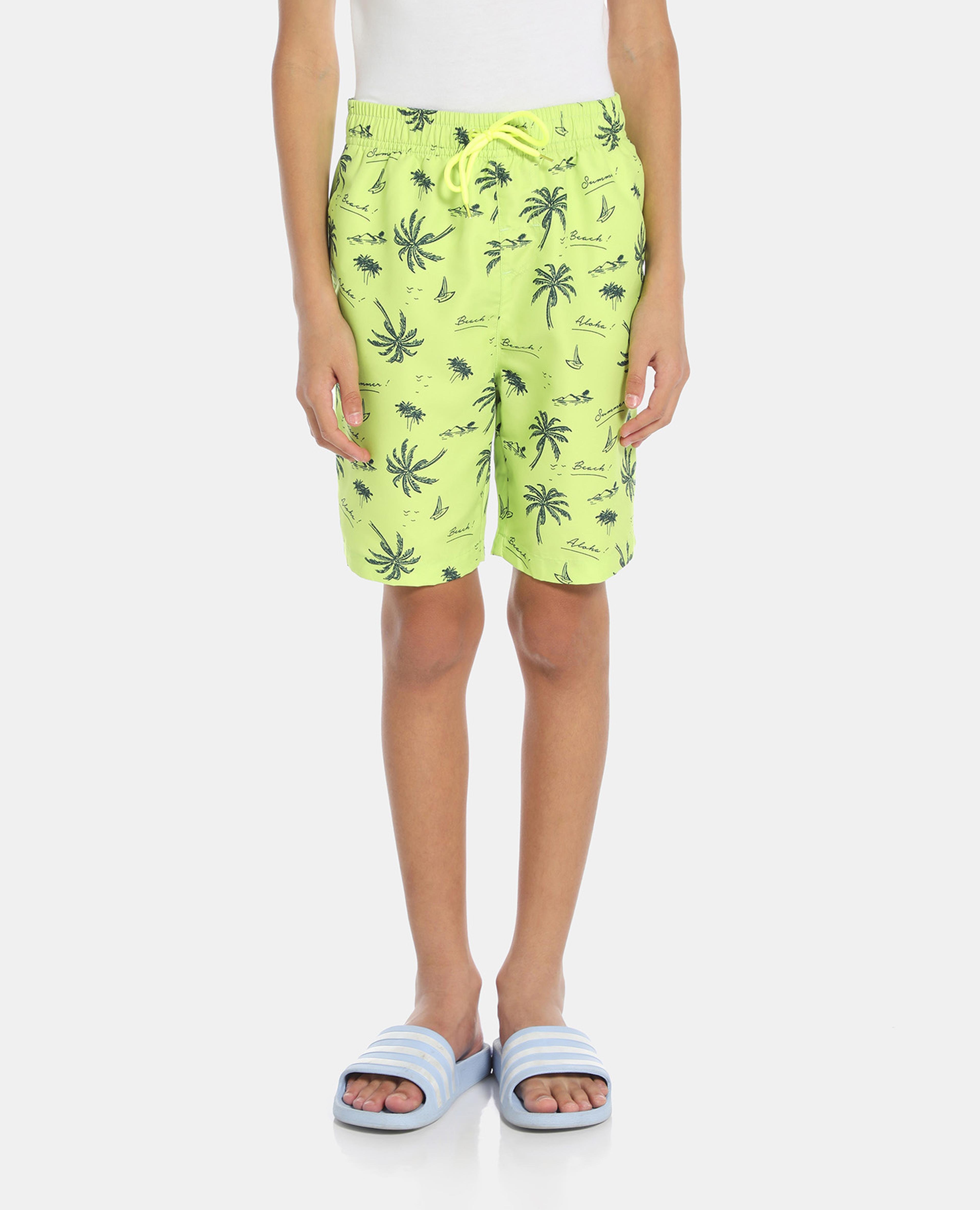 Yellow Printed Swim Shorts