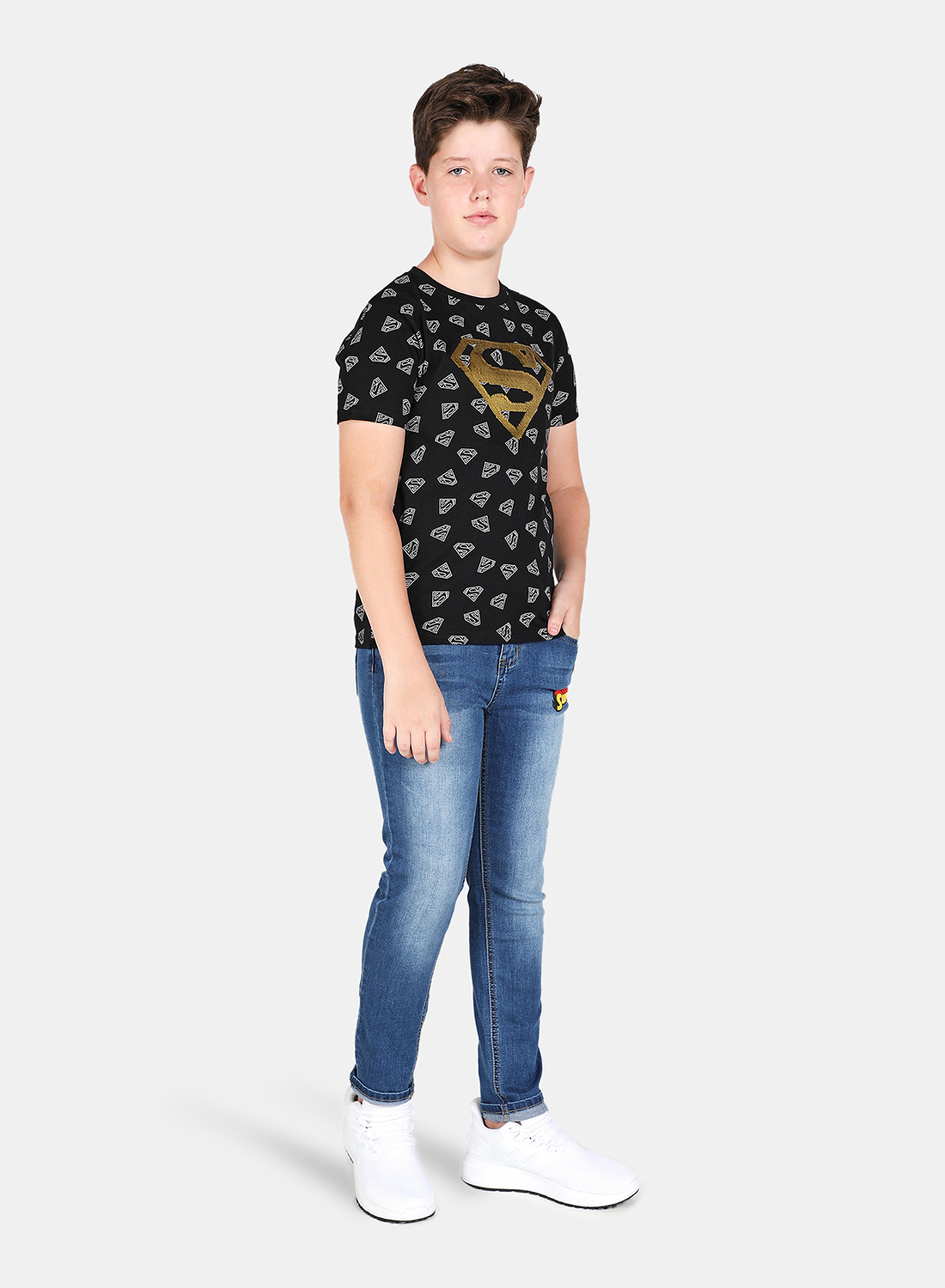 Superman Logo T-Shirt with Crew Neck and Short Sleeves