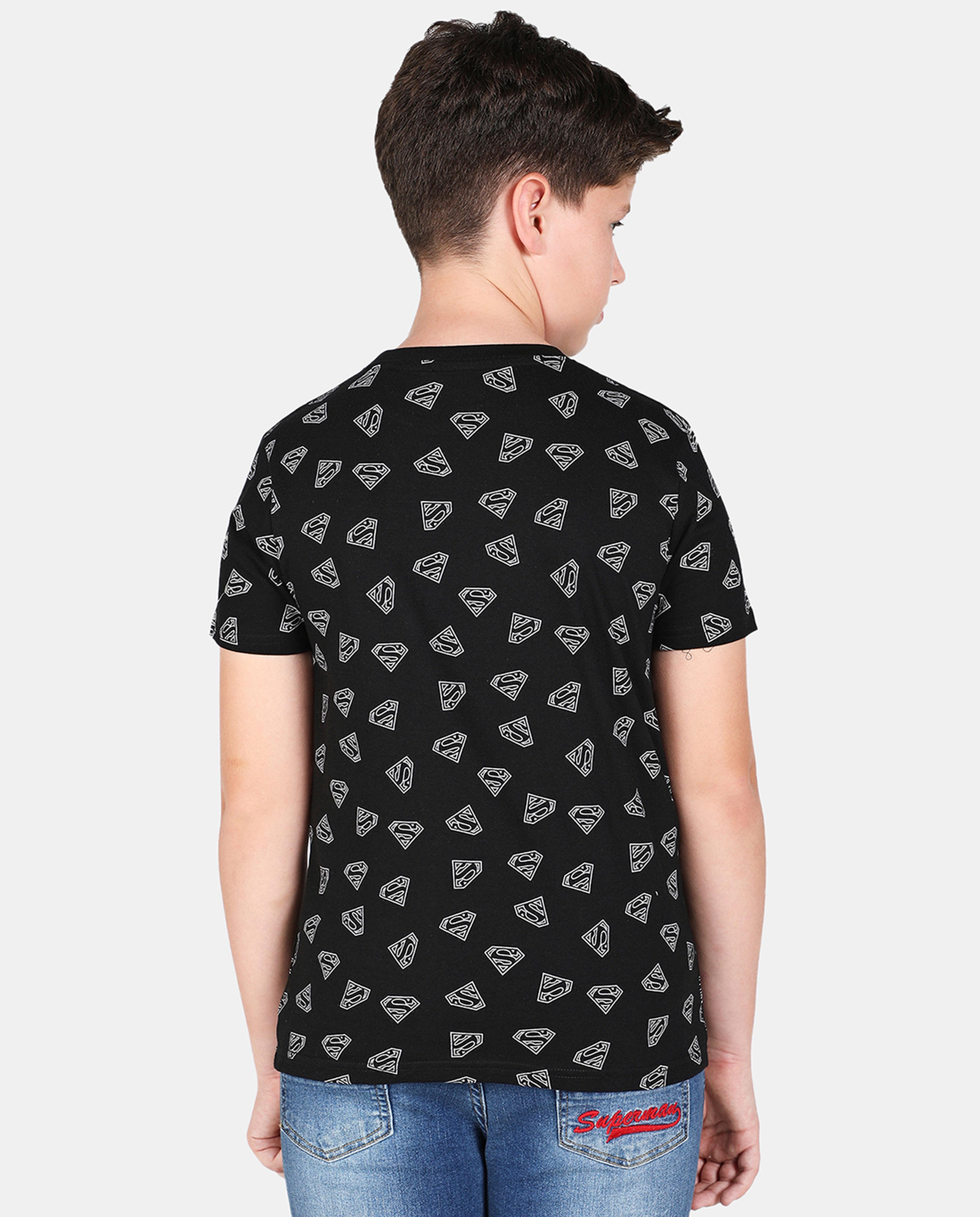Superman Logo T-Shirt with Crew Neck and Short Sleeves