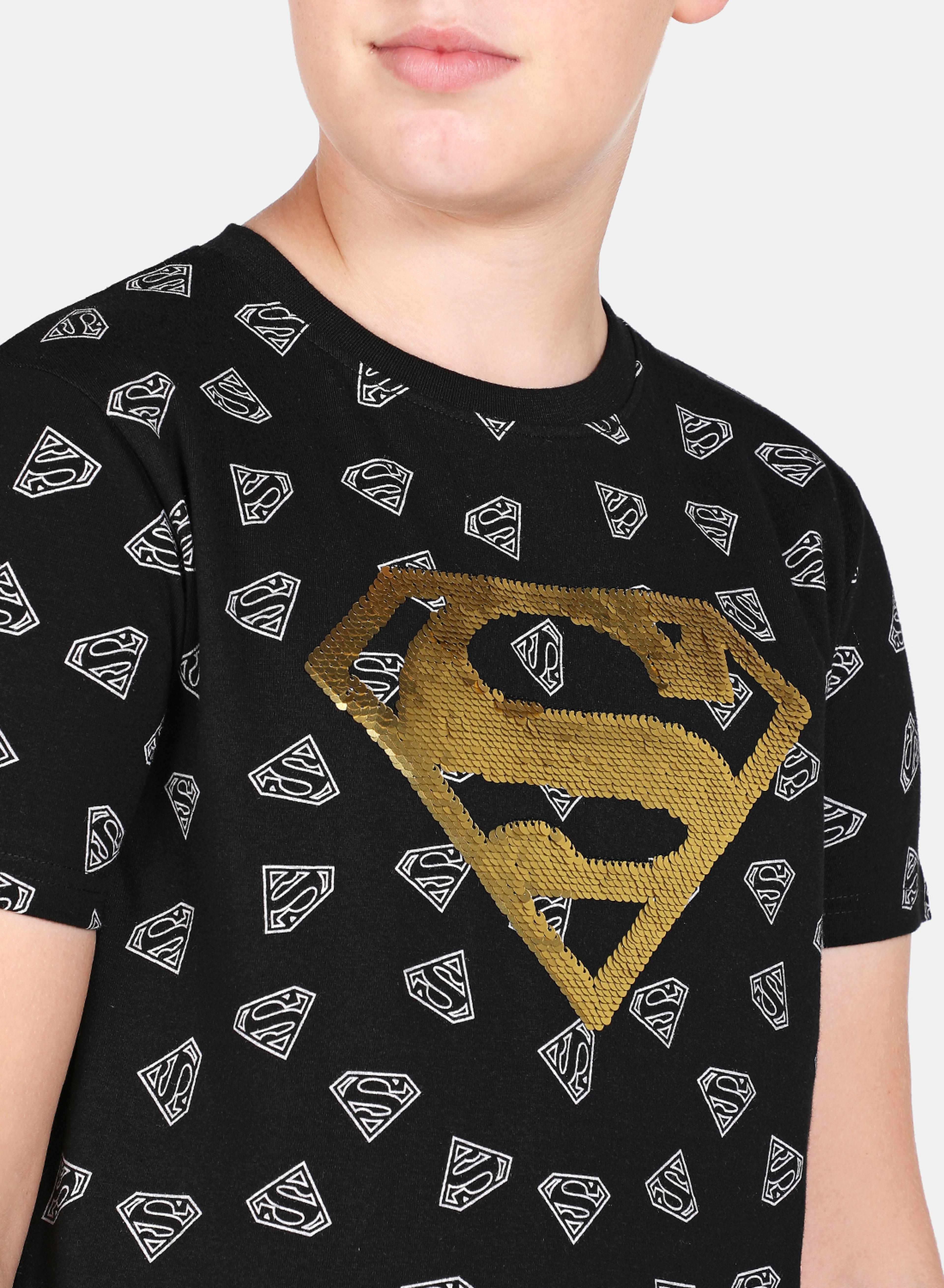 Superman Logo T-Shirt with Crew Neck and Short Sleeves